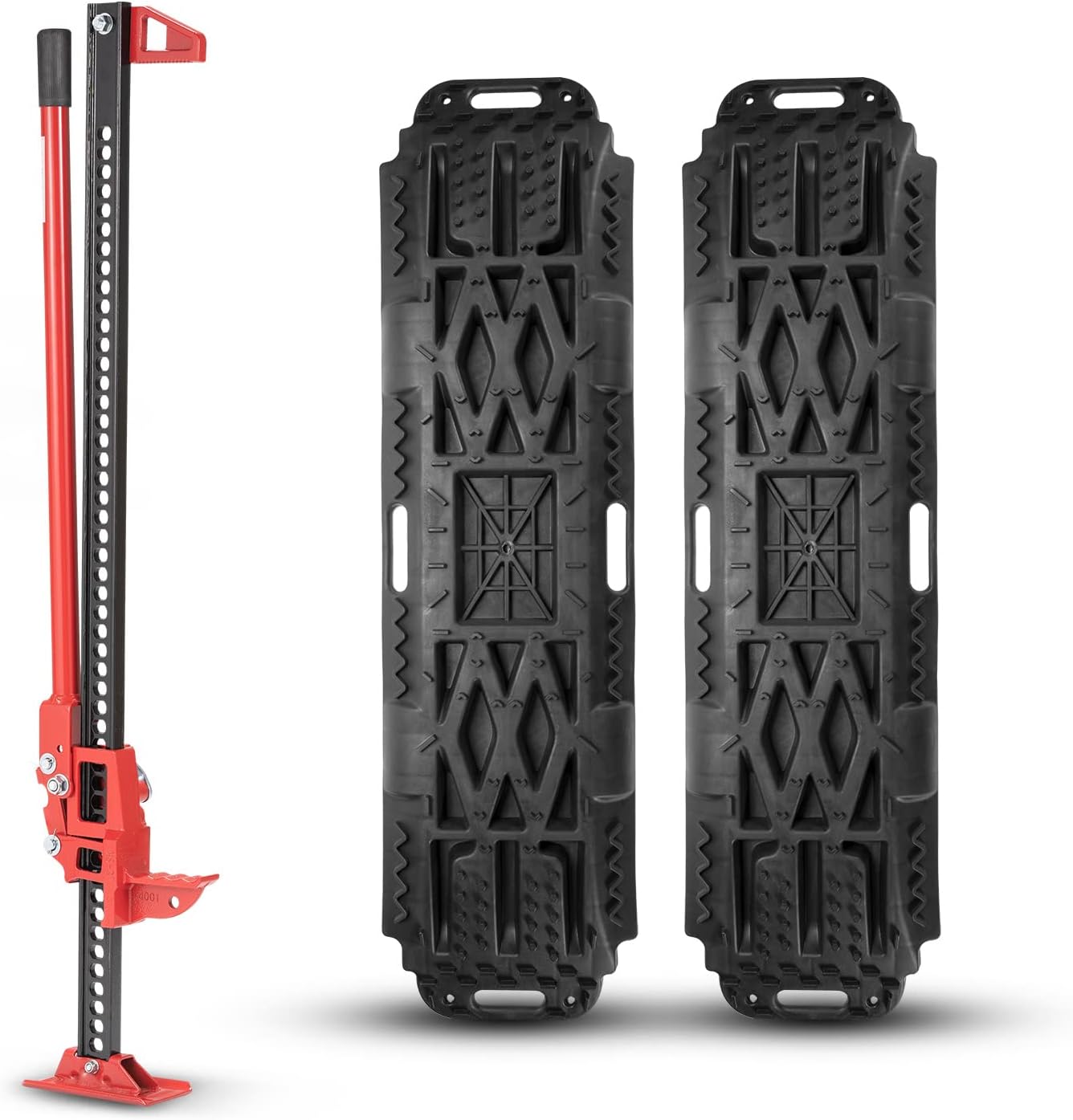 BUNKER INDUST 48" Offroad High Lift Farm Jack with Traction Boards - Sand Mud Snow Track Mat Recovery Kit for Car Truck Jeep ATV SUV UTV