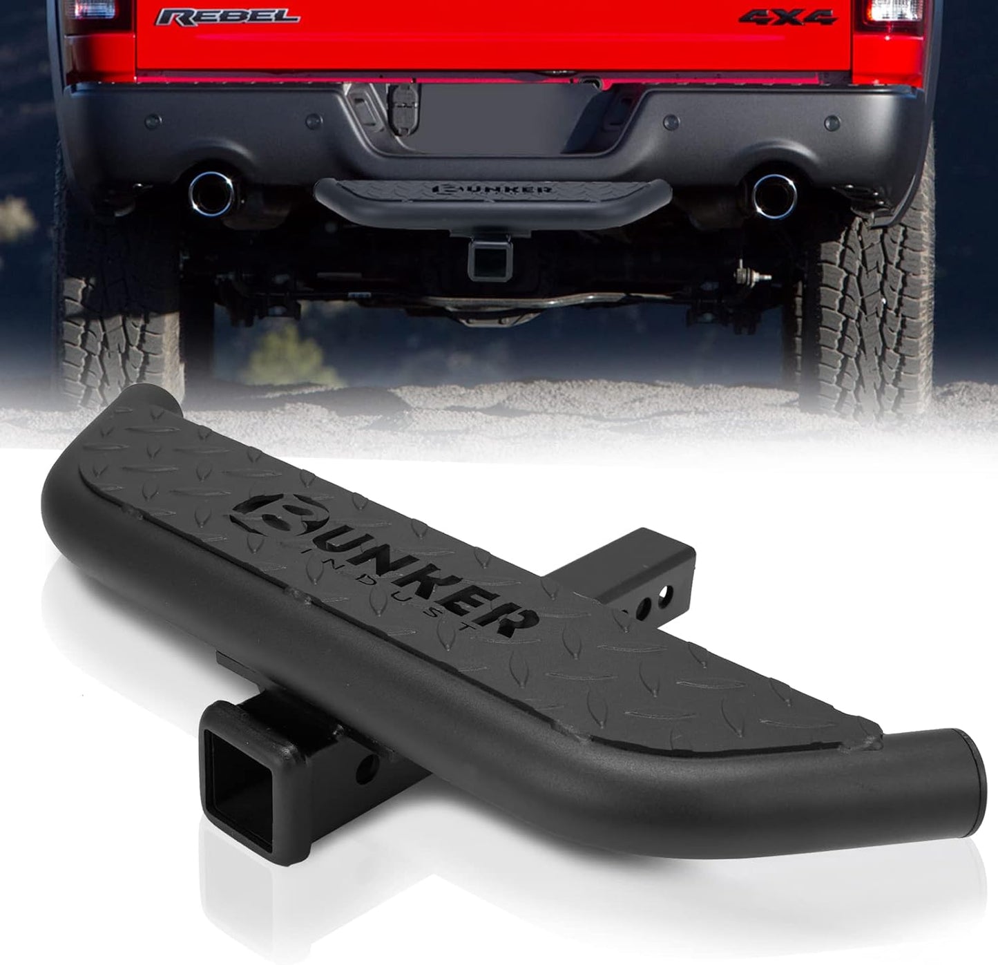 BUNKER INDUST Hitch Step for Vehicles, Trailer Trucks, and Pickups - 2 Inch Hitch Receiver Compatible, Anti-Slip Rear Bumper Guard Protector