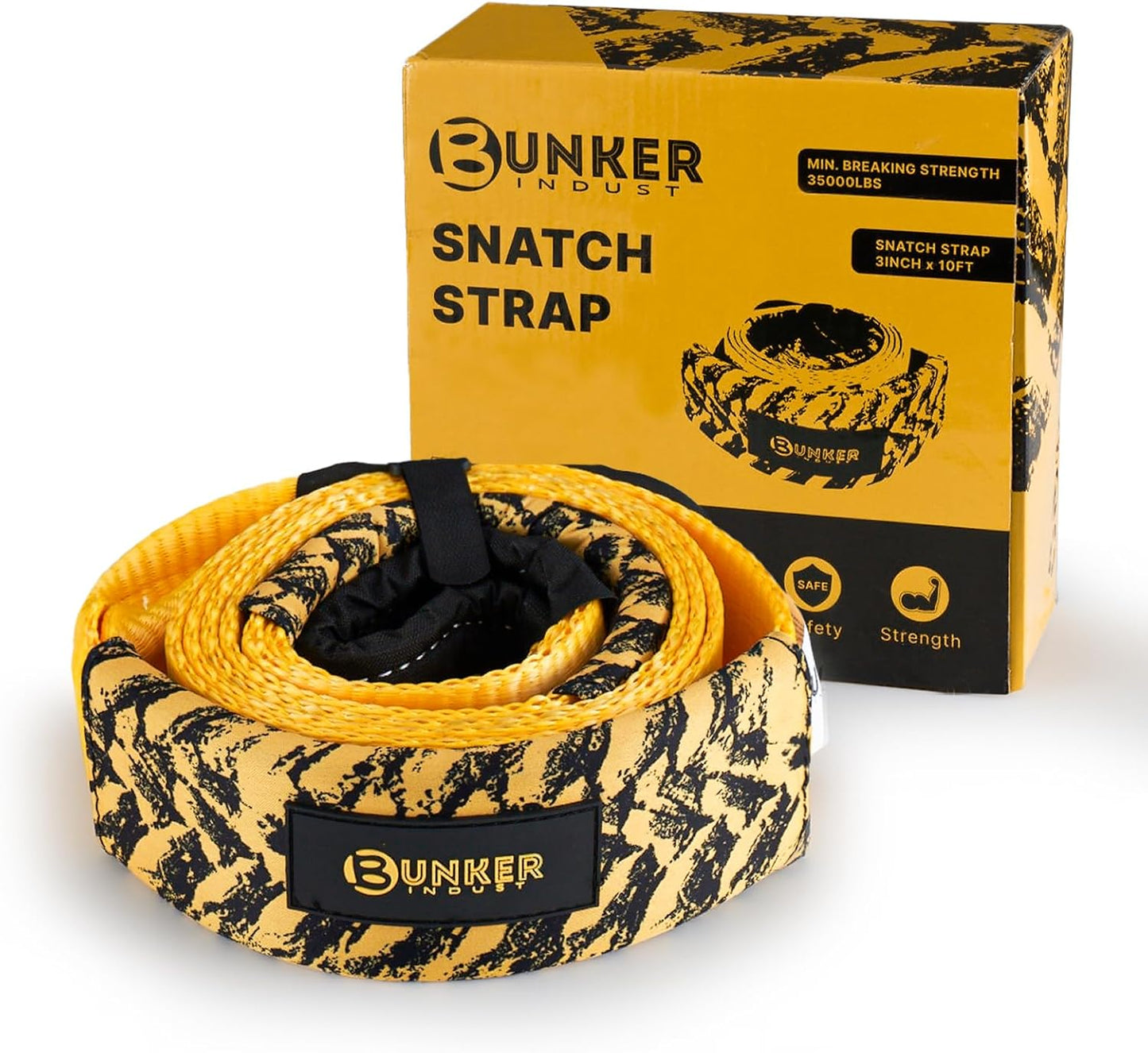 BUNKER INDUST 3" x 10ft Tree Saver Winch Strap, 35,000 lbs Recovery Strap Heavy Duty Tow Rope (Bag Not Include)