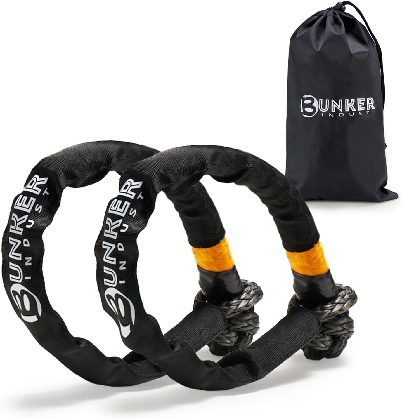 BUNKER INDUST 2Pcs Synthetic Soft Shackles 1/2" x 23" 49,000 LBS Breaking Strength – Winch Recovery Shackle Kit for Off-Road Trucks SUVs ATVs UTVs 4x4 Vehicles
