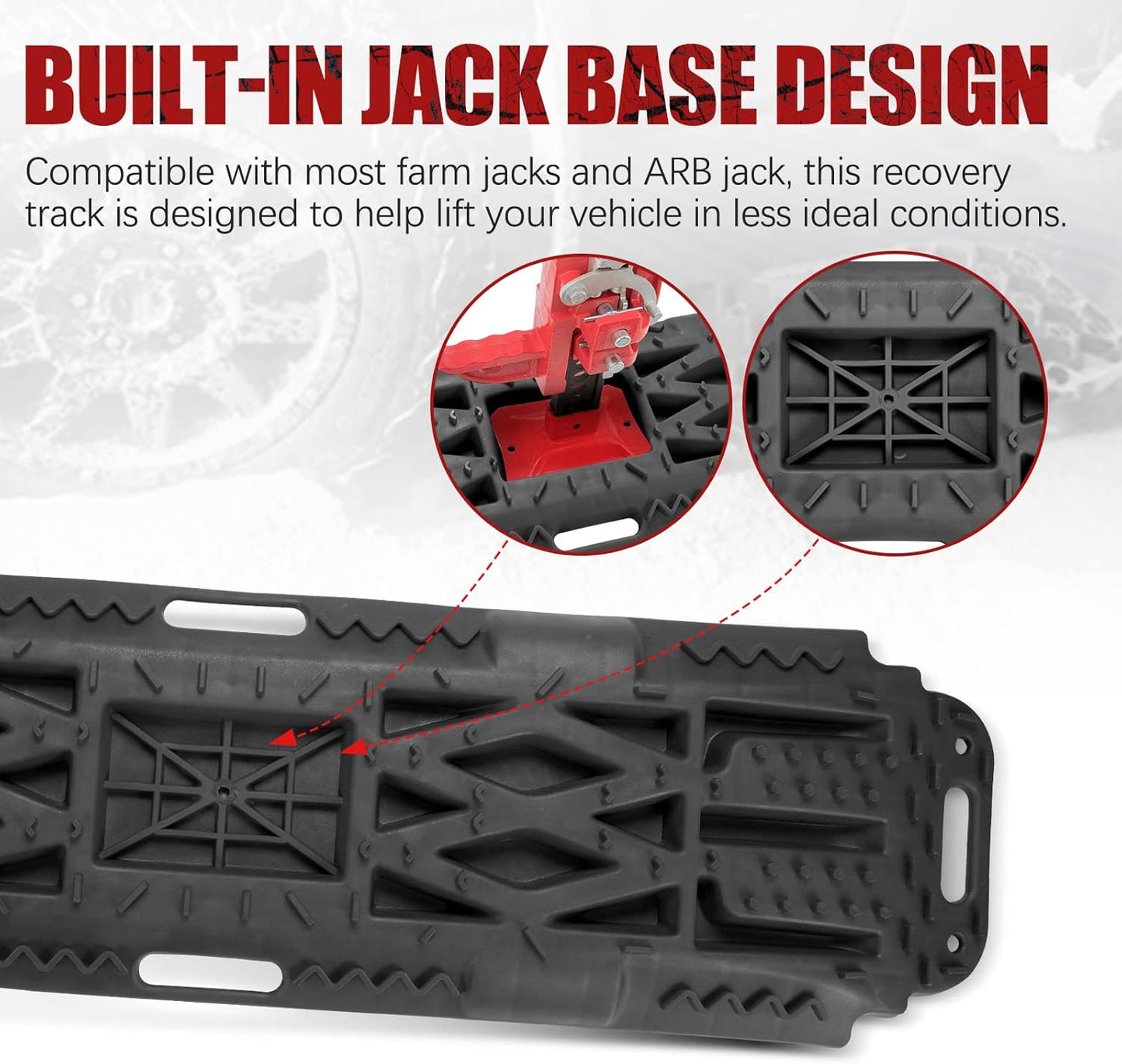 BUNKER INDUST Offroad Traction Boards with Jack Lift Base, Mud Sand Snow Tire Recovery Ramps for 4X4 Jeep Truck SUV ATV UTV
