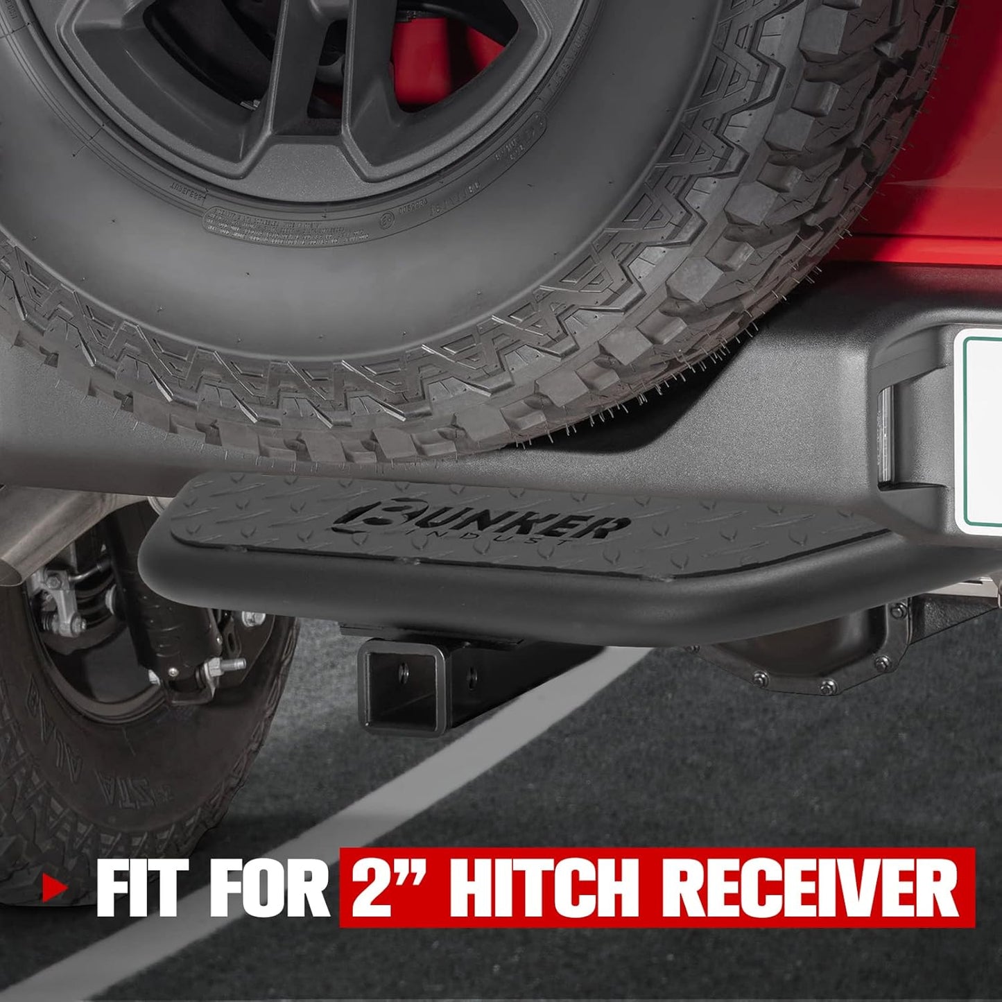 BUNKER INDUST Hitch Step for Vehicles, Trailer Trucks, and Pickups - 2 Inch Hitch Receiver Compatible, Anti-Slip Rear Bumper Guard Protector