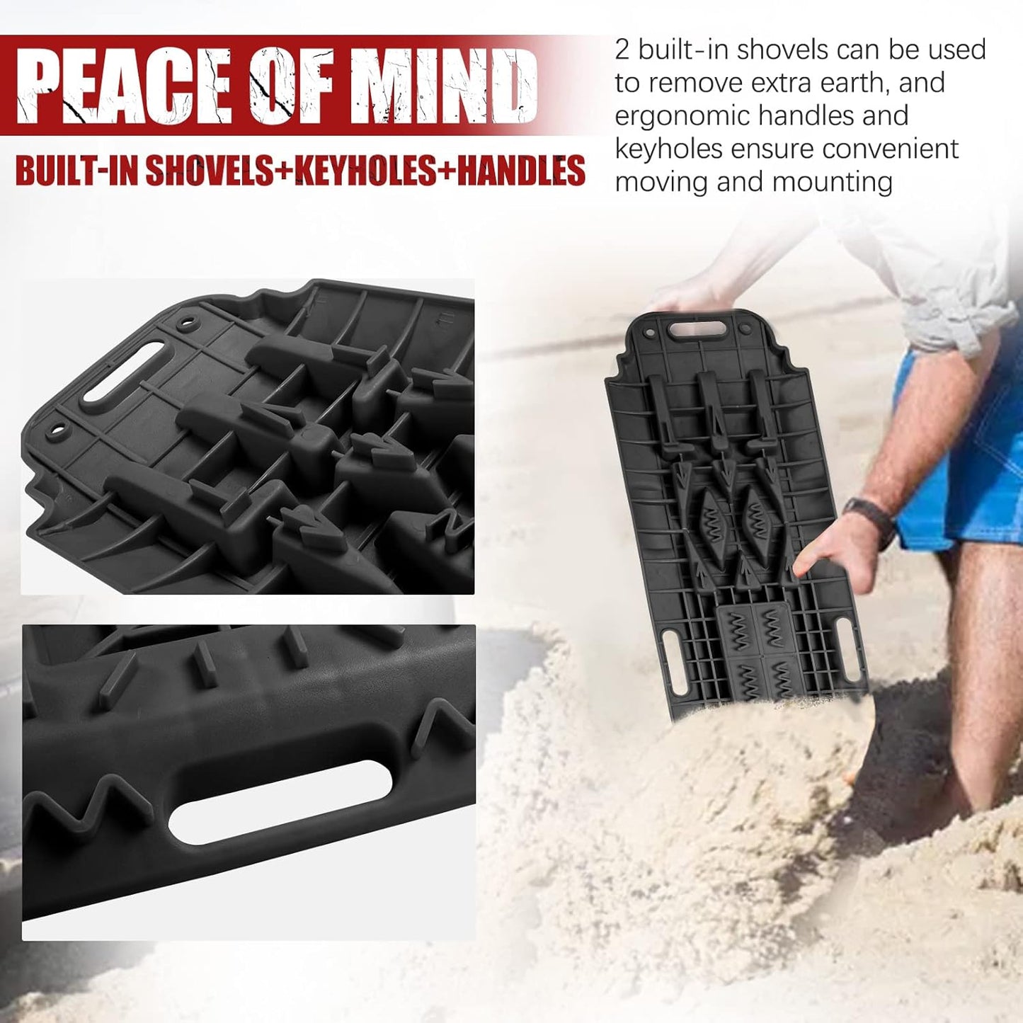 BUNKER INDUST Offroad Traction Boards with Jack Lift Base, Mud Sand Snow Tire Recovery Ramps for 4X4 Jeep Truck SUV ATV UTV