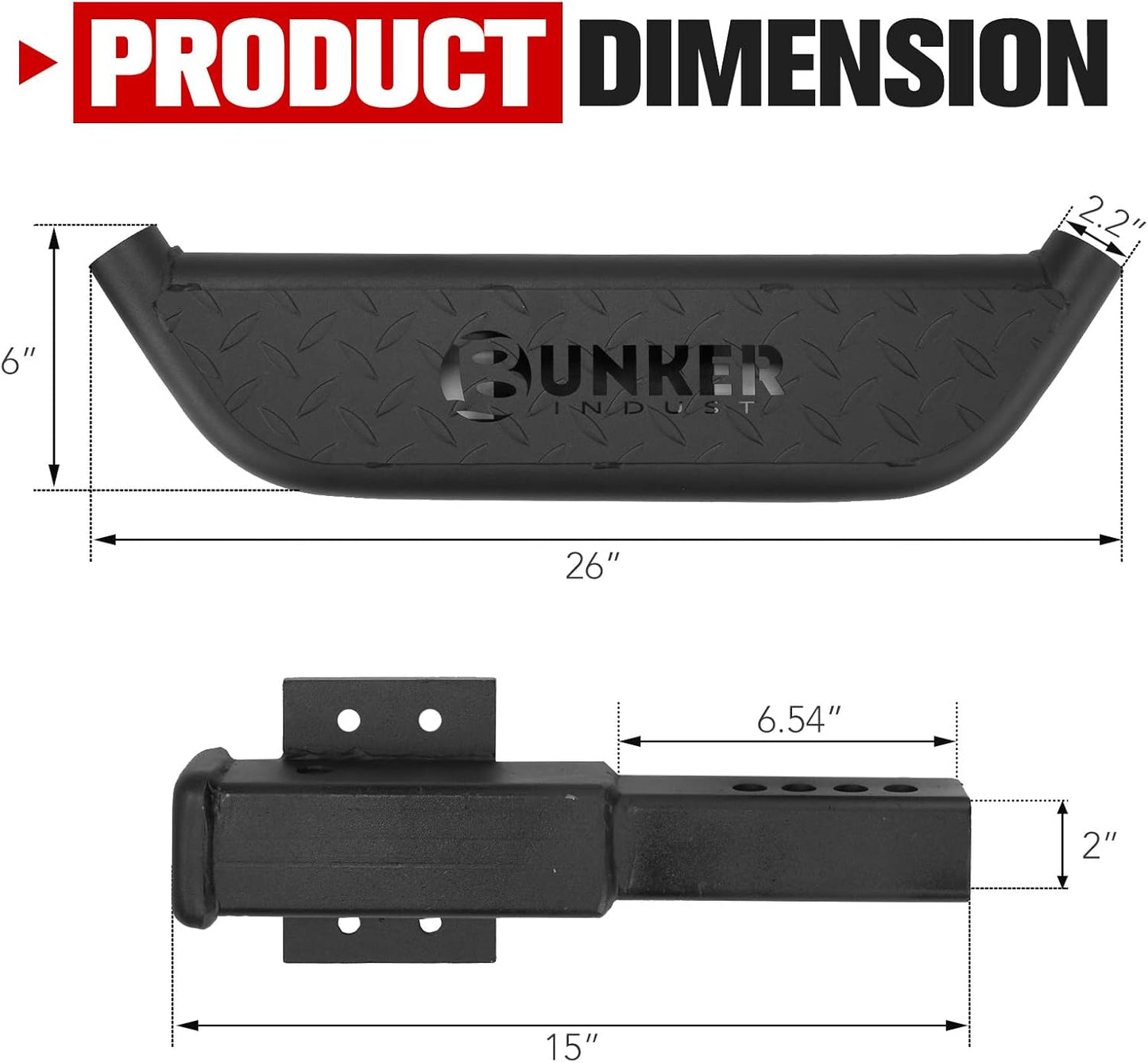 BUNKER INDUST Hitch Step for Vehicles, Trailer Trucks, and Pickups - 2 Inch Hitch Receiver Compatible, Anti-Slip Rear Bumper Guard Protector
