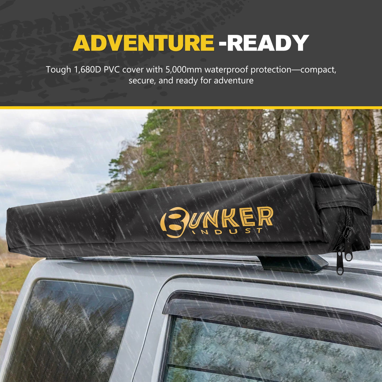 Vehicle Side Shower Tent with Roof, Car Portable Privacy Shower Bathroom, Outdoor Camping Awning Shower Room Waterproof, Built-in LED Light for Night, Black
