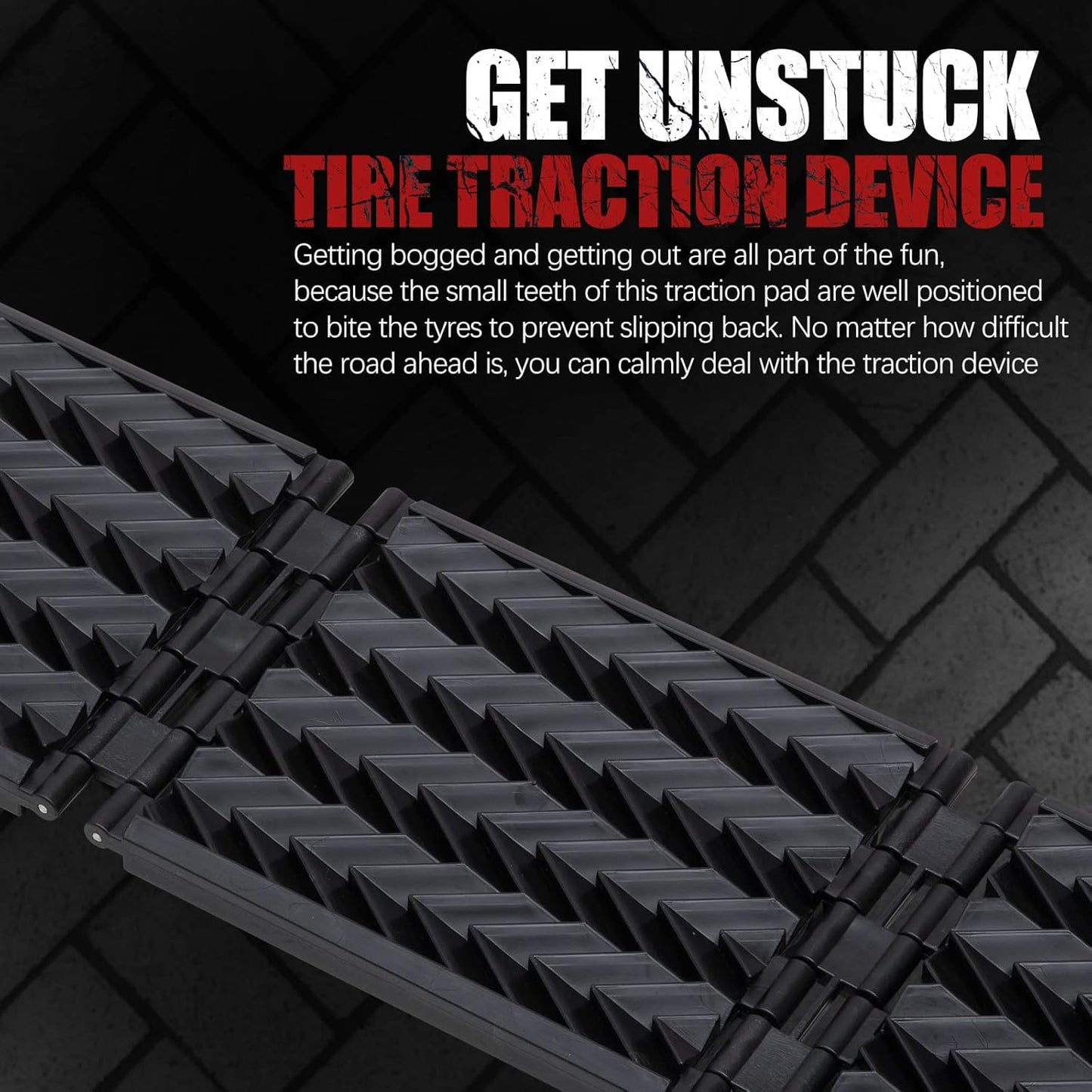 Tire Traction Mats 2-Pack Foldable Portable Recovery Track Boards for Off Road 4X4, Cars, Trucks, Small SUVs | Emergency Snow Ice Sand Traction Devices