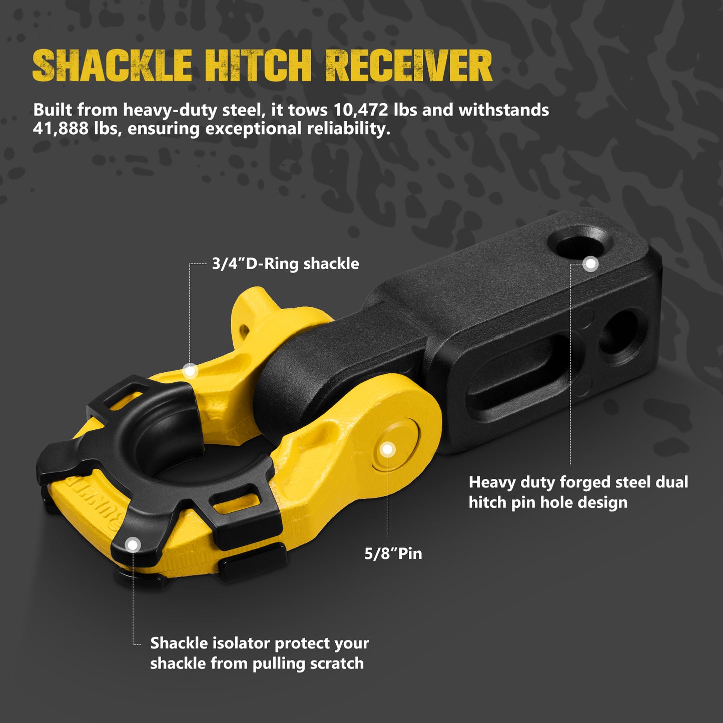 1"×30ft Kinetic Recovery Rope + 2 Soft Shackles + Recovery Ring+ Shackle Hitch Receiver + Winch Dampener+ Gloves+ Carry Bag