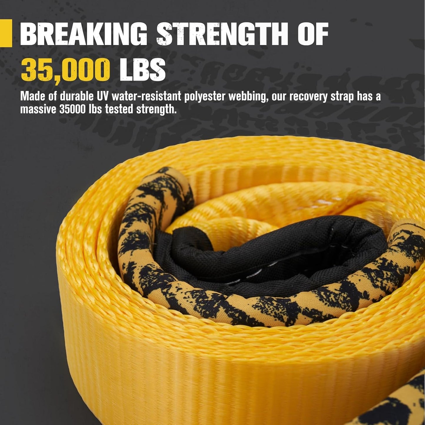 BUNKER INDUST 3" x 10ft Tree Saver Winch Strap, 35,000 lbs Recovery Strap Heavy Duty Tow Rope (Bag Not Include)