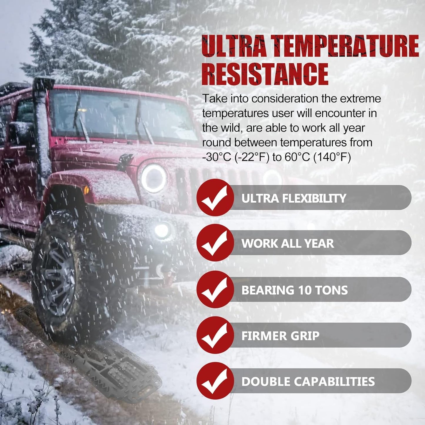 BUNKER INDUST Offroad Traction Boards with Jack Lift Base, Mud Sand Snow Tire Recovery Ramps for 4X4 Jeep Truck SUV ATV UTV