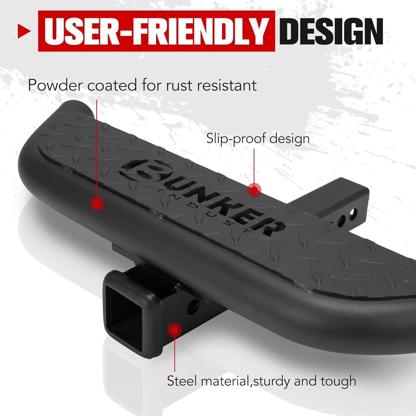 BUNKER INDUST Hitch Step for Vehicles, Trailer Trucks, and Pickups - 2 Inch Hitch Receiver Compatible, Anti-Slip Rear Bumper Guard Protector
