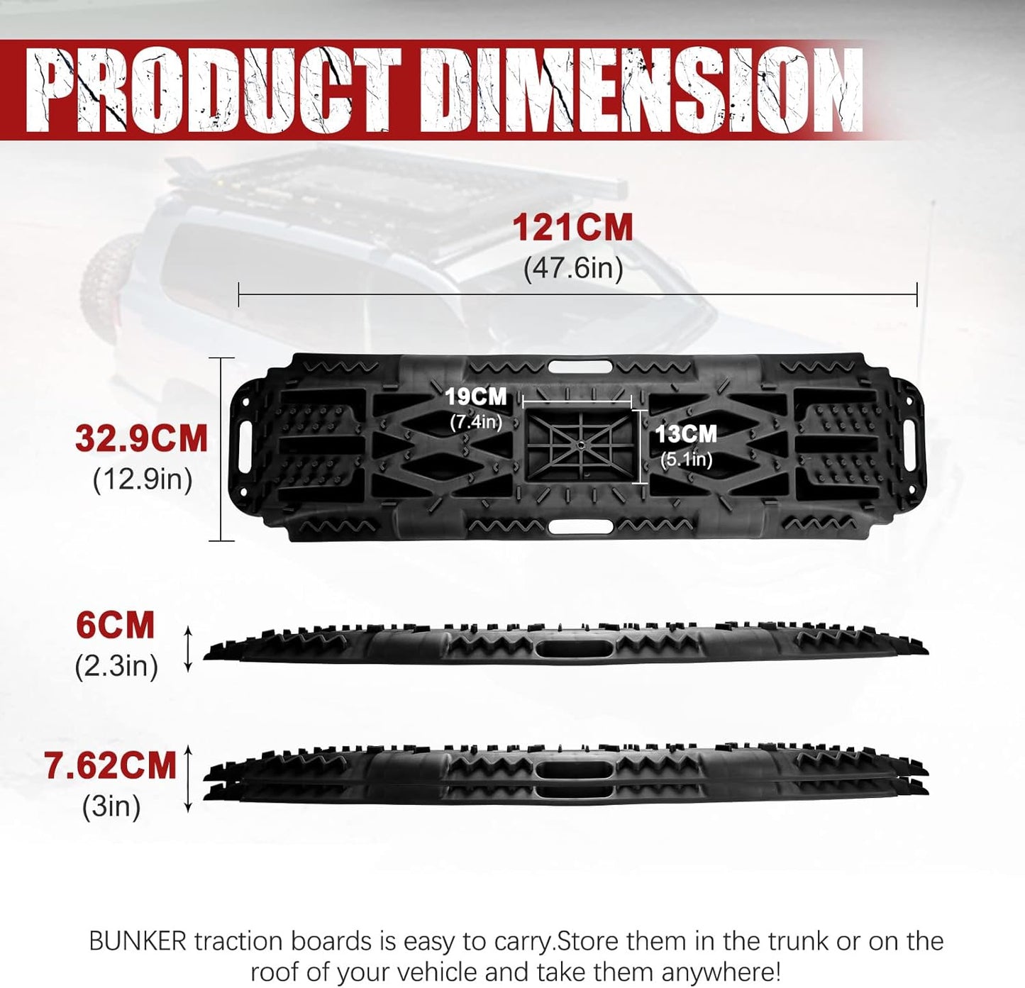 BUNKER INDUST Offroad Traction Boards with Jack Lift Base, Mud Sand Snow Tire Recovery Ramps for 4X4 Jeep Truck SUV ATV UTV