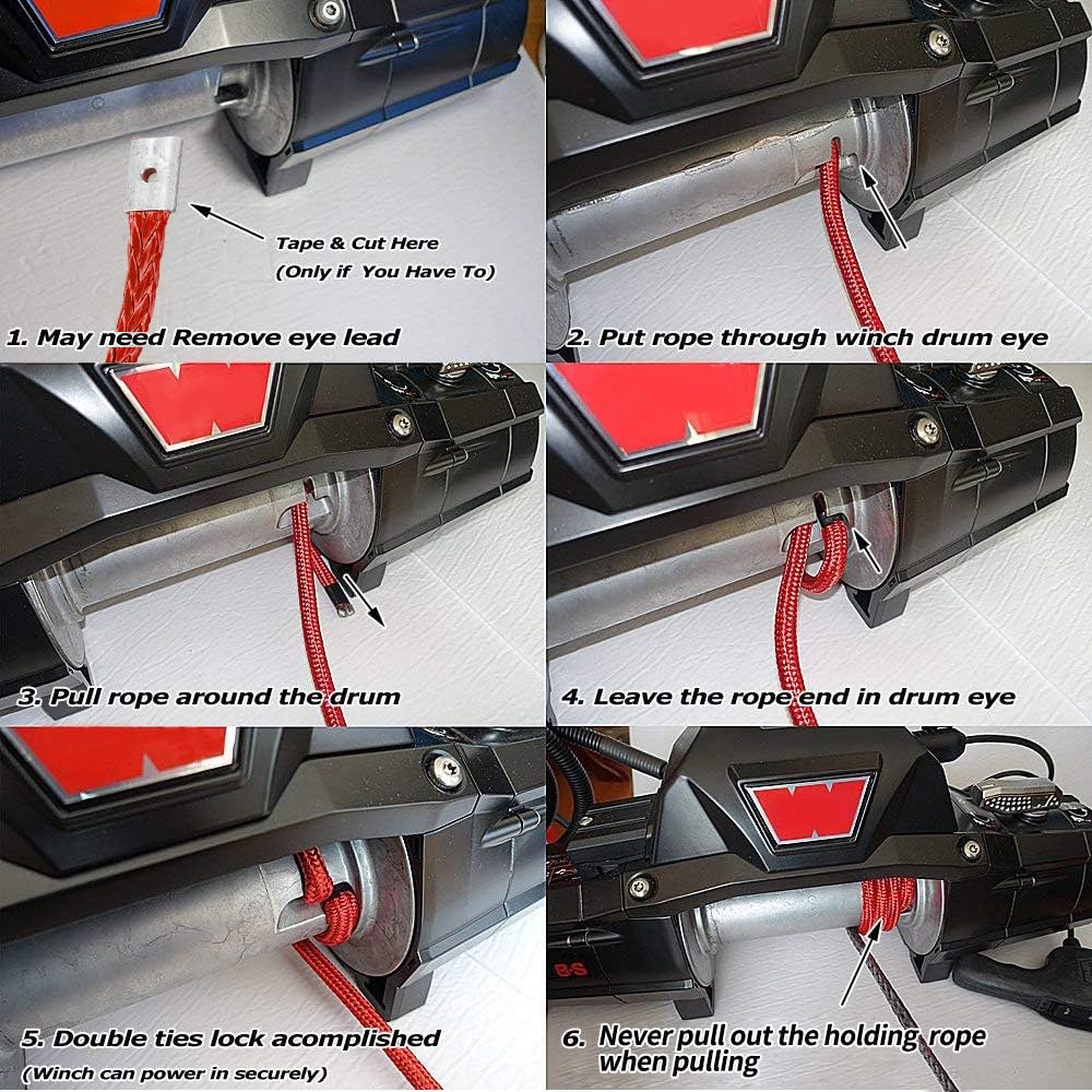 BUNKER INDUST Synthetic Winch Rope 3/8" x 85' 25000 lbs Capacity with Protective Sleeve - Off-Road Recovery Cable for ATV UTV SUV Truck, 1 Pcs Black Winch Line