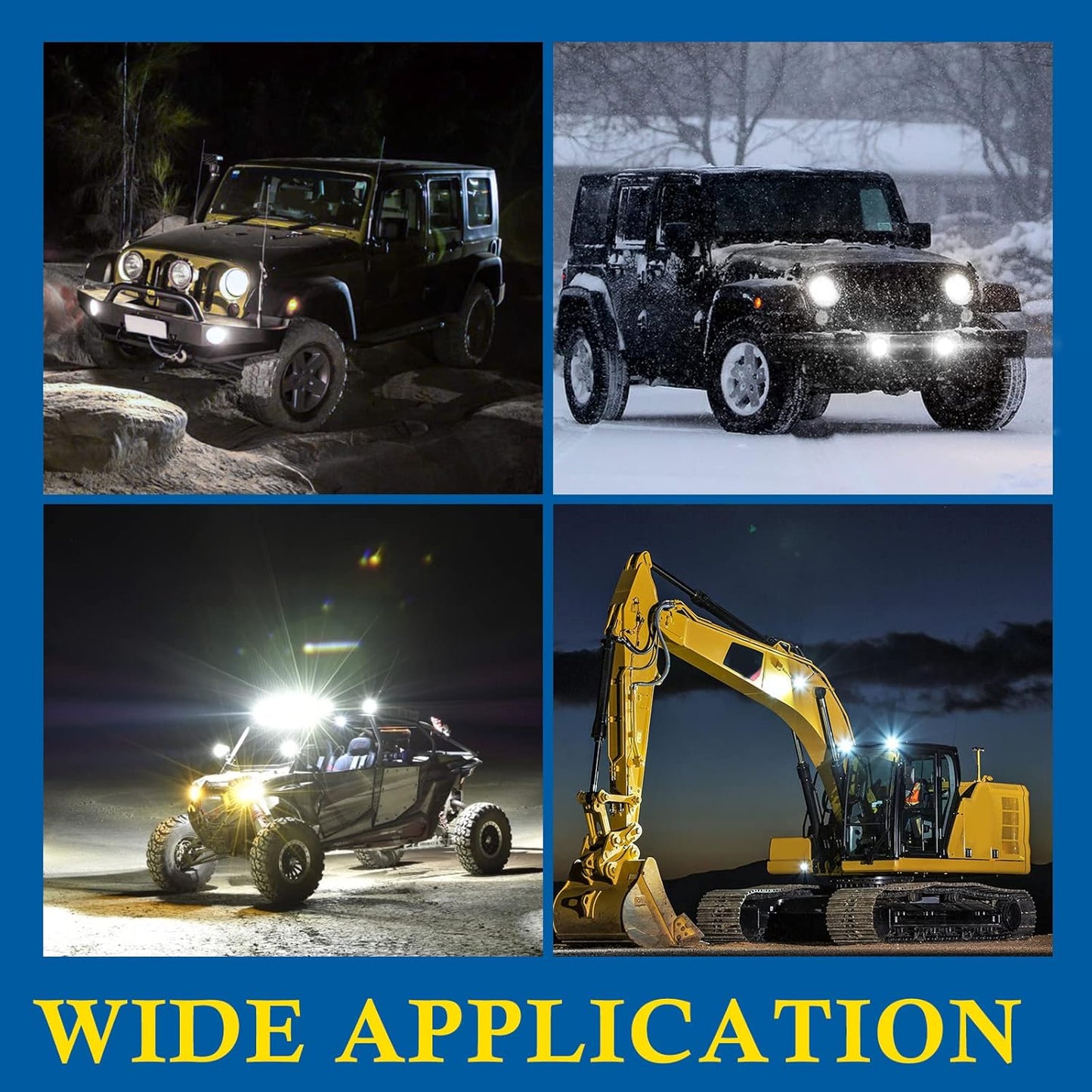BUNKER INDUST 5" Inch Flood LED Light Pods,Pair Flush Mount Round LED Work Light 4800LM Light Bar Backup Driving Lights Waterproof for Truck Tractor Off Road 4x4 Jeep Pickup SUV ATV UTV Golf Cart