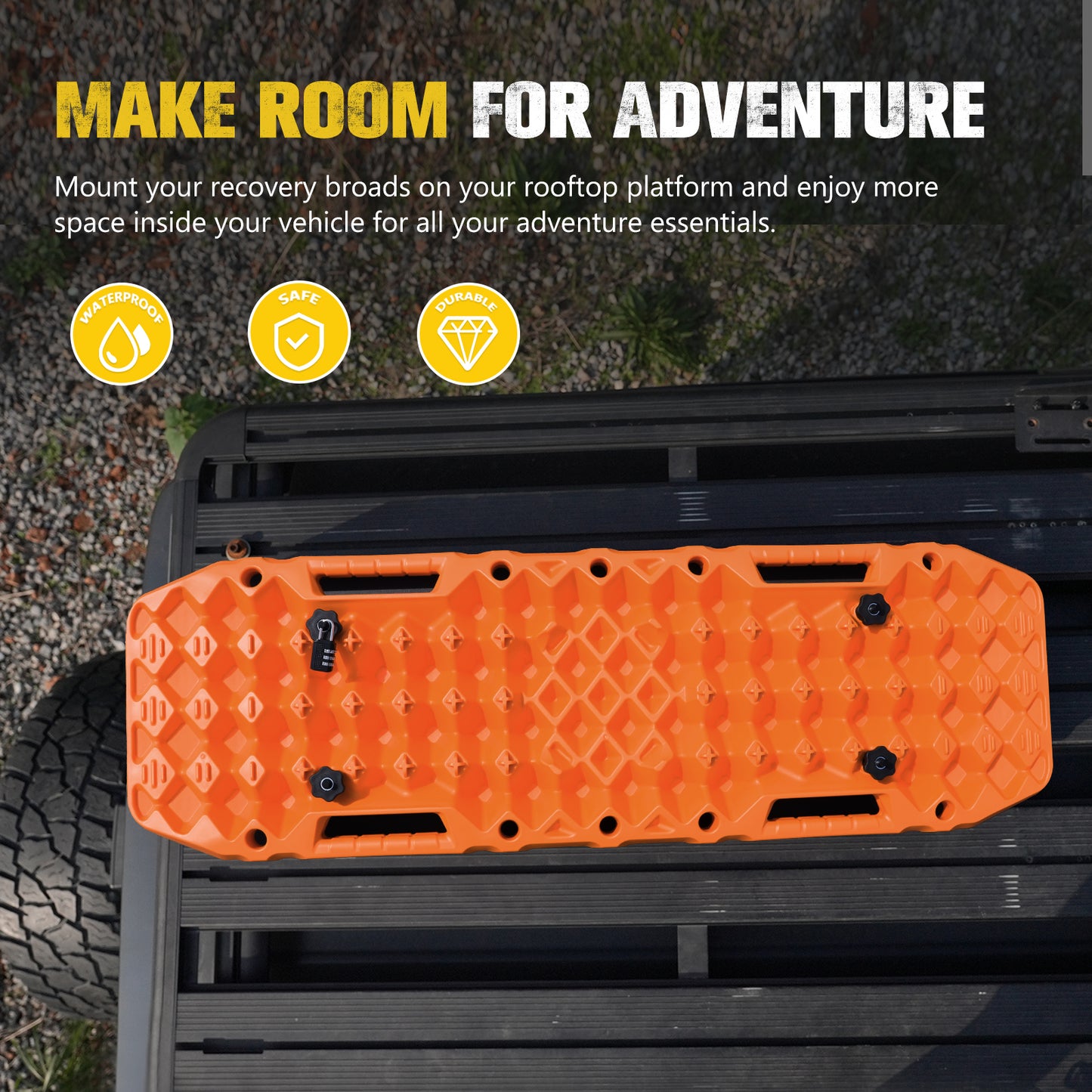 BUNKER INDUST Gen 7th Traction Boards with Mounting Kit & Jack Base - Pair Offroad Recovery Tracks for 4x4, Jeep, Truck Tires - Sand, Mud, Snow Ramps