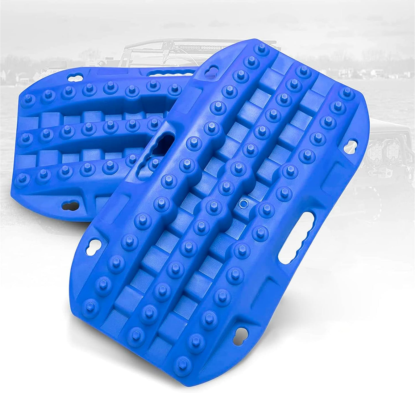 BUNKER INDUST Off Road Traction Boards, 2 Pcs Recovery Track for 4WD Mud Sand Snow, Short Traction Mats with Tire Grip Tool (Without Strap)