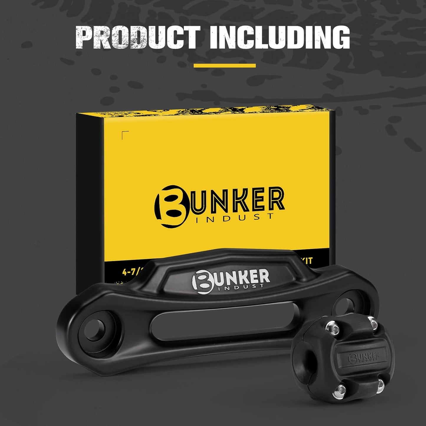 BUNKER INDUST Winch Hawse Fairlead with Winch Cable Hook Stopper, 4-7/8’’ Inch Bolt Pattern Aluminum Fairlead Rubber Winch Stopper Kit for 3500-4500LBS ATV/UTV Winch