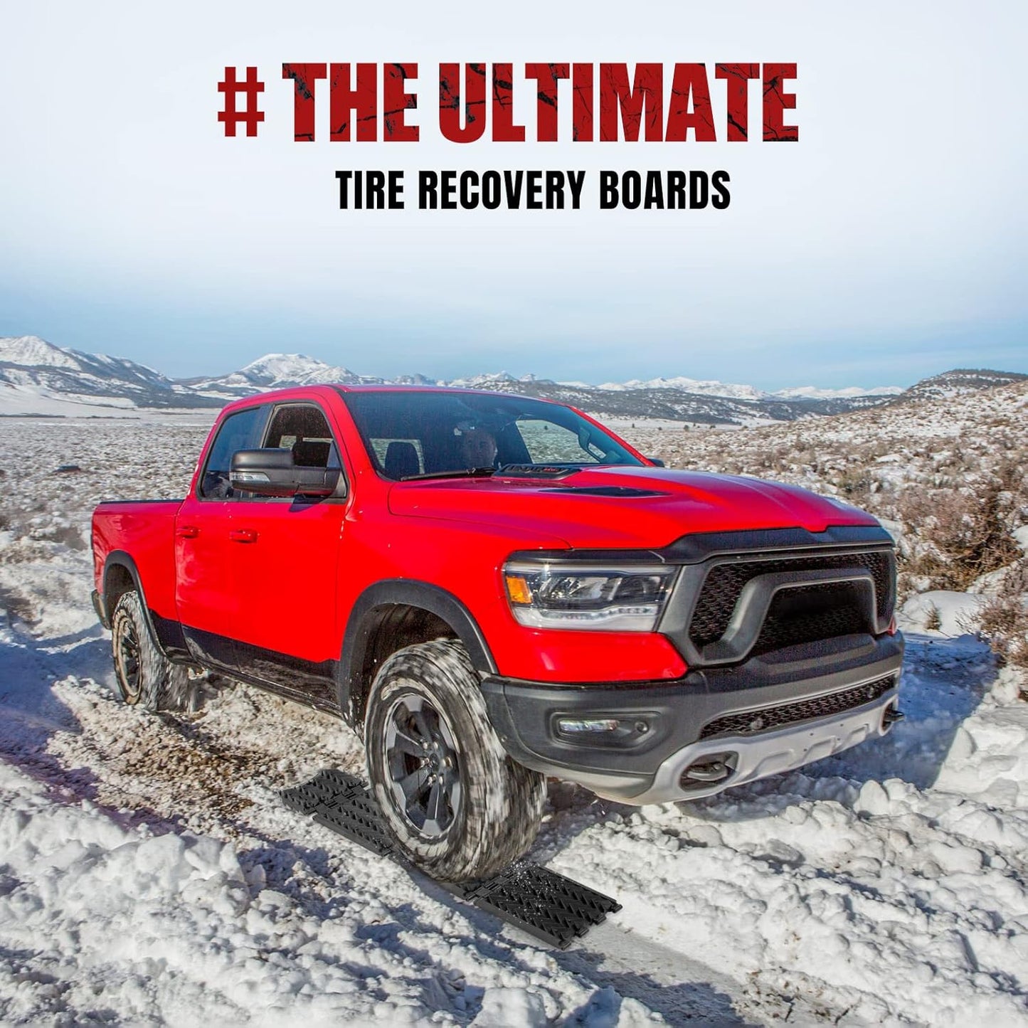 Tire Traction Mats 2-Pack Foldable Portable Recovery Track Boards for Off Road 4X4, Cars, Trucks, Small SUVs | Emergency Snow Ice Sand Traction Devices