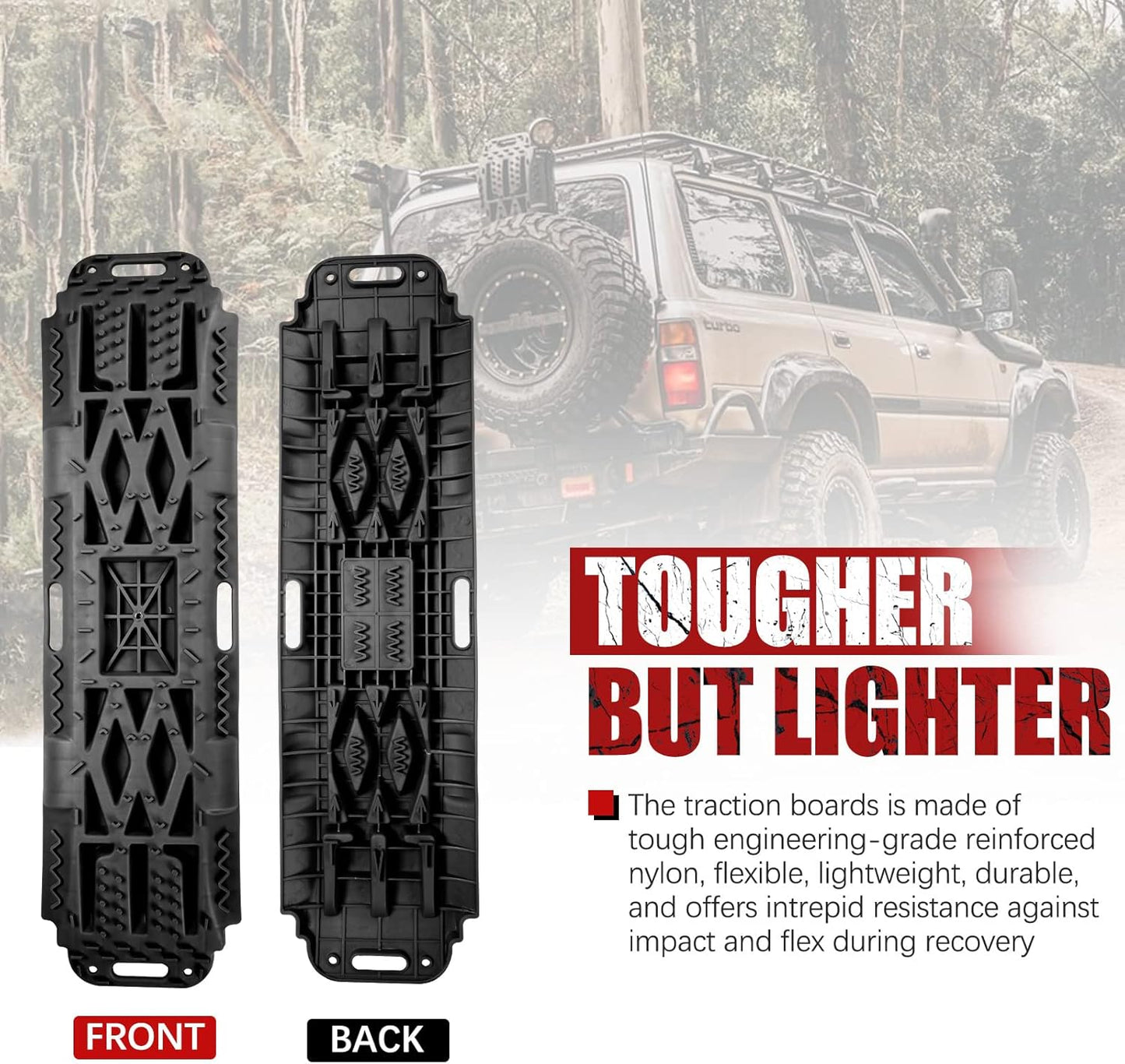 BUNKER INDUST Offroad Traction Boards with Jack Lift Base, Mud Sand Snow Tire Recovery Ramps for 4X4 Jeep Truck SUV ATV UTV