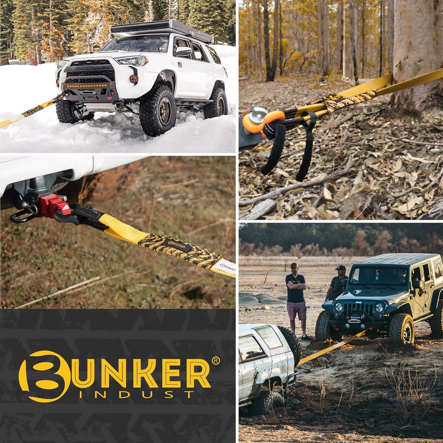 BUNKER INDUST 3" x 10ft Tree Saver Winch Strap, 35,000 lbs Recovery Strap Heavy Duty Tow Rope (Bag Not Include)