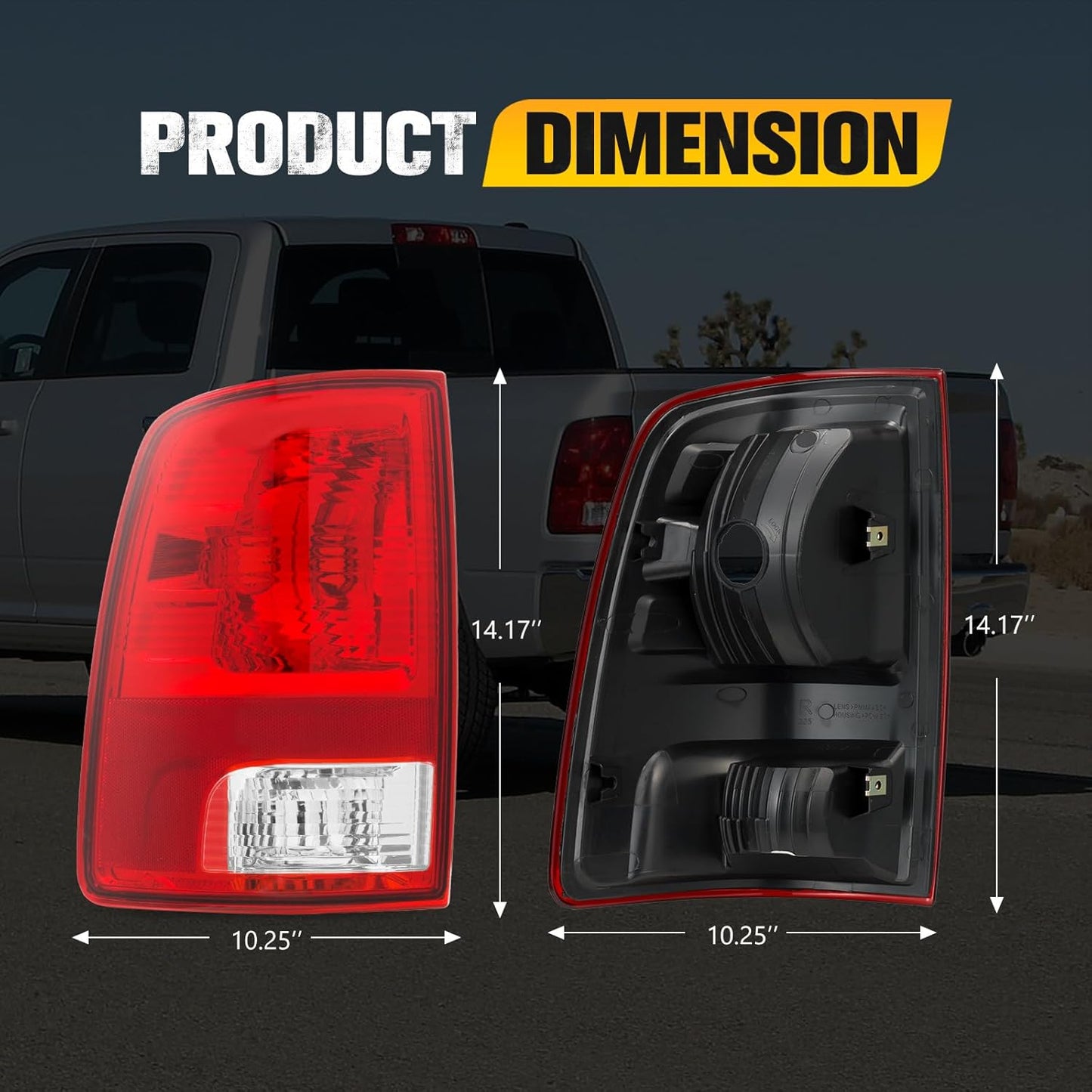 BUNKER INDUST Tail Light Assembly Compatible With 2009-2018 Dodge Ram 1500 2500 3500 Rear Brake Tail Lamp, Driver & Passenger Side (Bulbs Not Included)