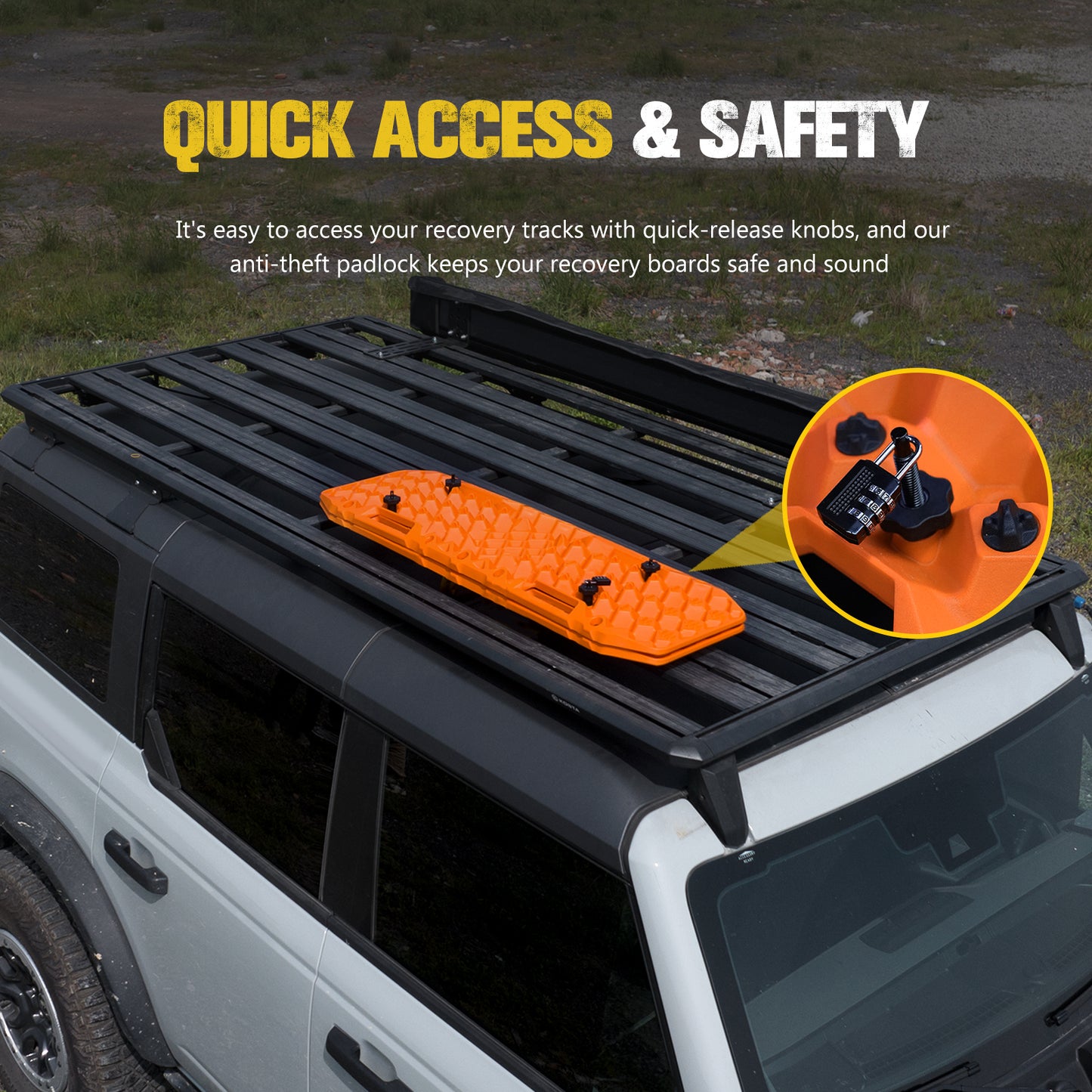 BUNKER INDUST Gen 7th Traction Boards with Mounting Kit & Jack Base - Pair Offroad Recovery Tracks for 4x4, Jeep, Truck Tires - Sand, Mud, Snow Ramps
