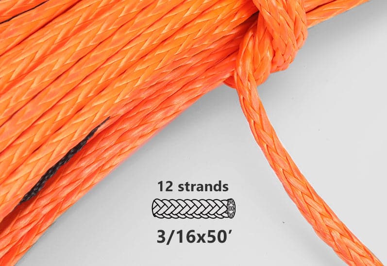 3/16" x 50' Synthetic Winch Rope Kit 8200 lbs
