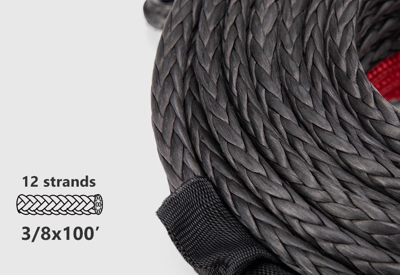 Synthetic Winch Rope Kit 3/8" x 100' +Winch Fairlead+Hook