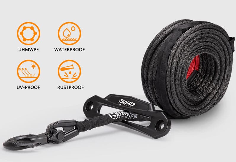 Synthetic Winch Rope Kit 3/8" x 100' +Winch Fairlead+Hook