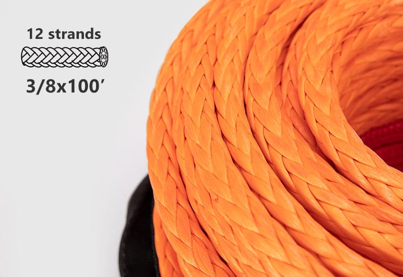 Synthetic Winch Rope Kit 3/8" x 100' +Winch Fairlead+Hook