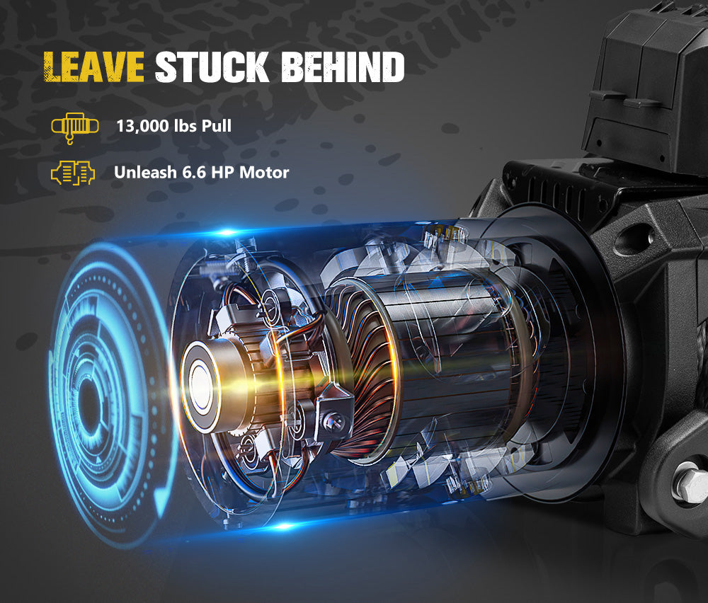 13000lb Electric Winch 12V Waterproof with Synthetic Rope