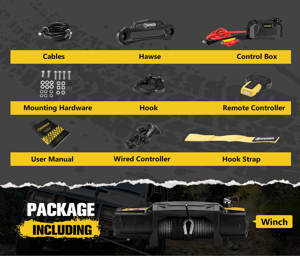 13000lb Electric Winch 12V Waterproof with Synthetic Rope