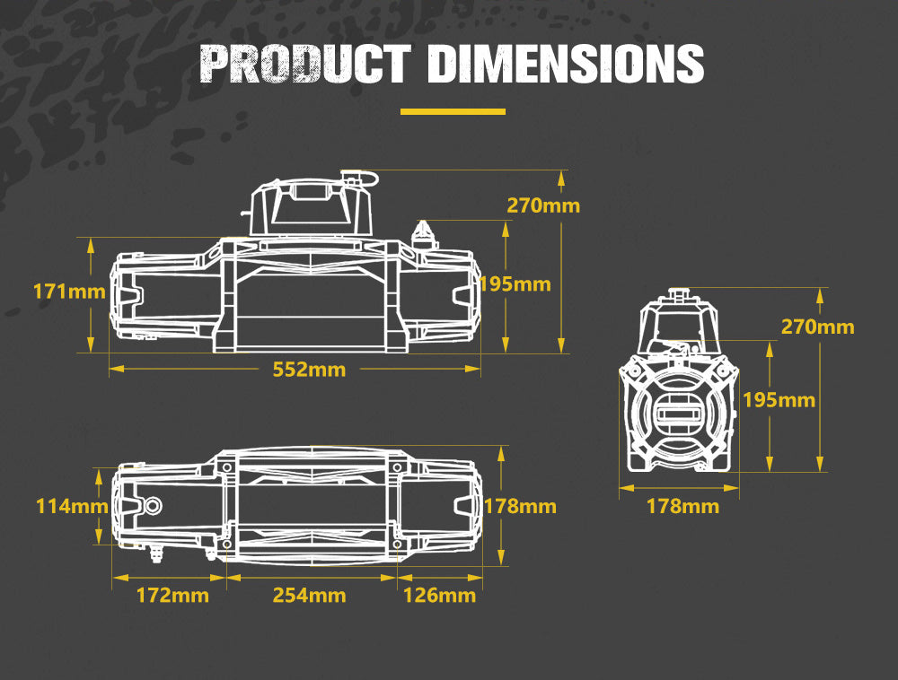 13000lb Electric Winch 12V Waterproof with Synthetic Rope
