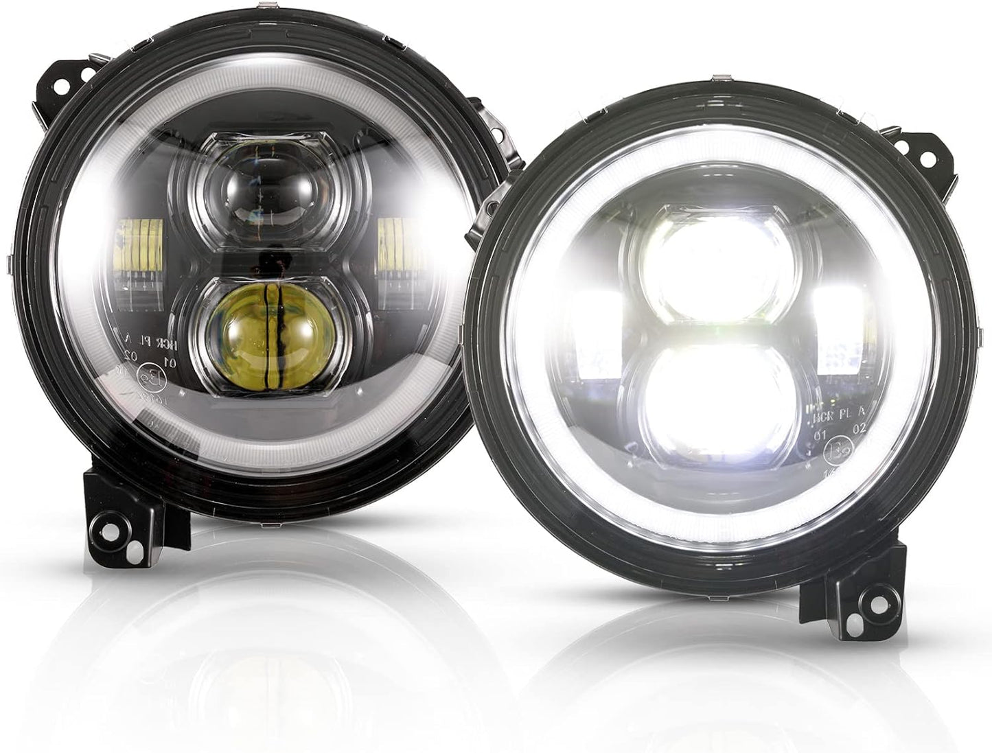 BUNKER INDUST Wrangler JL 9” Inch LED Headlights with Halo DRL,Pair Round Headlamp with Daytime Running Lights for Jeep Gladiator JT 2018-2025 Jeep Wrangler JL/4xe Accessories