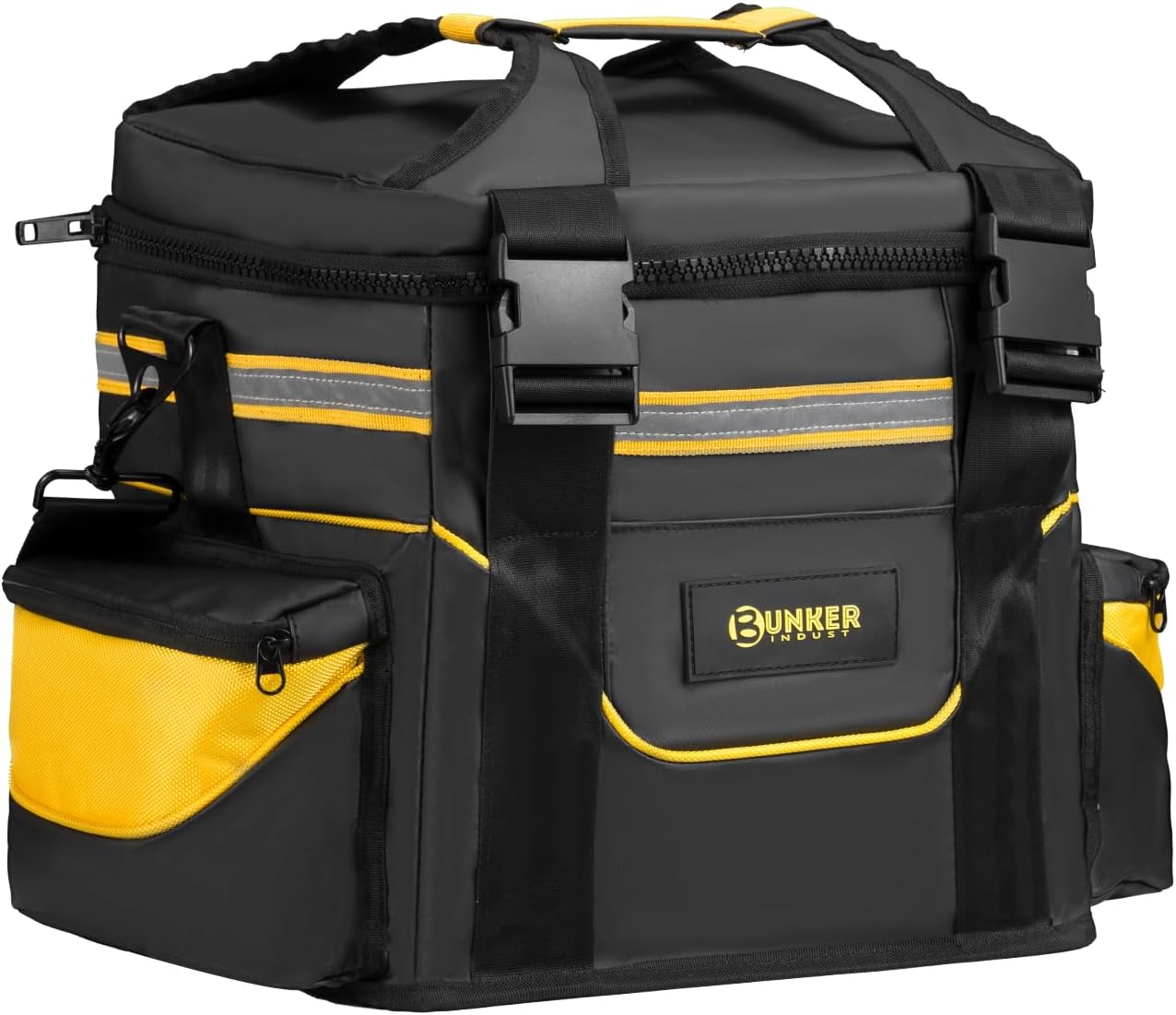 BUNKER INDUST Heavy Duty Large Recovery Gear Bag with Shoulder Strap, Reflective Strips, Multi-Pockets for Offroad Accessories & Tool Organizer
