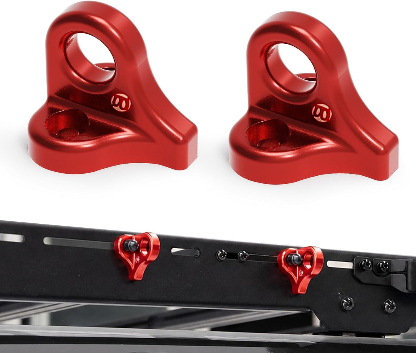 BUNKER INDUST Universal Utility Roof Rack Hook, Aluminum Hanging Anchor, 265 LBS Max Load, Fits Roof Rack Platform & Side Rail, Camping Offroad 4WD Overland Gear Storage Accessory, Red