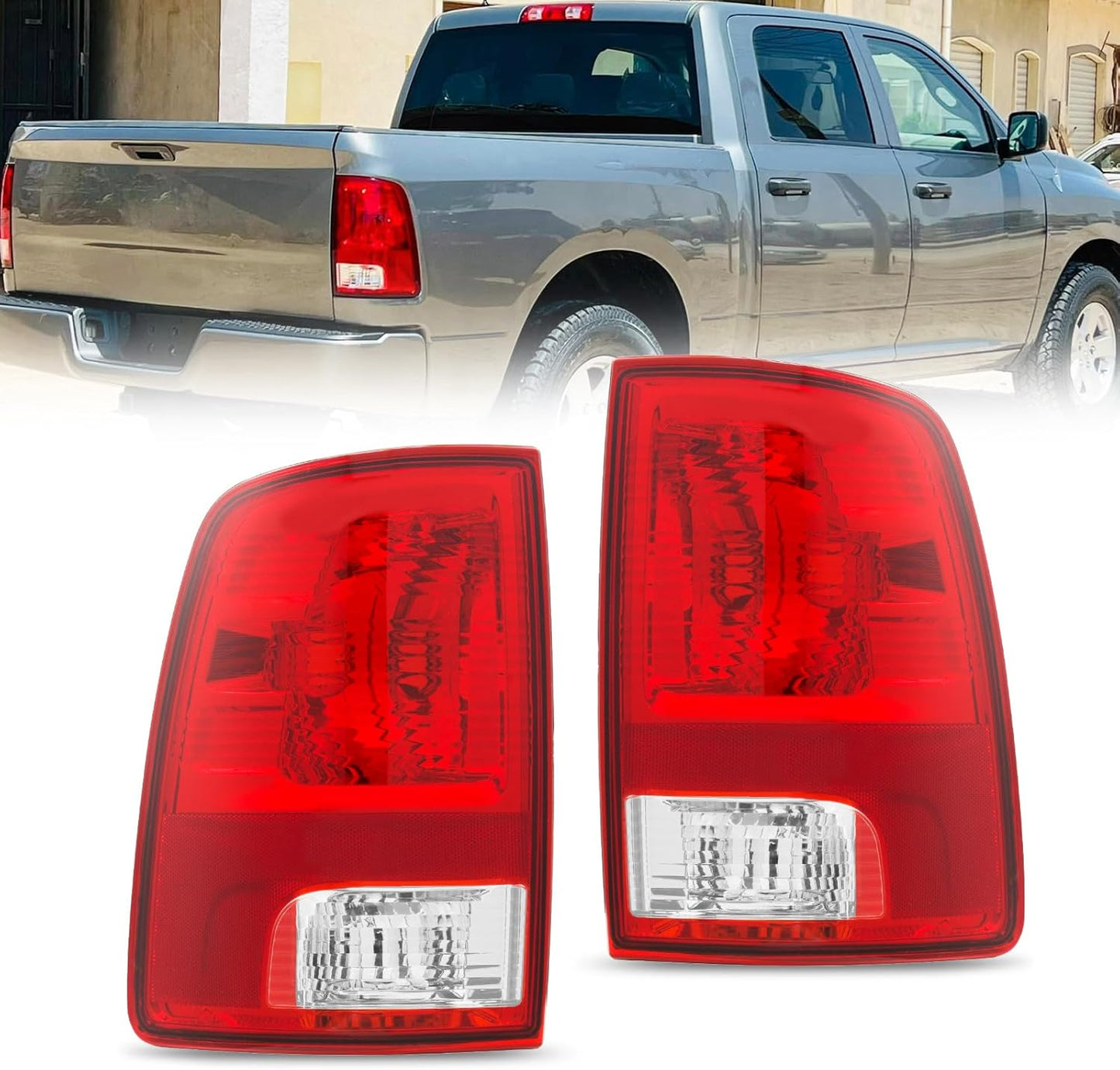 BUNKER INDUST Tail Light Assembly Compatible With 2009-2018 Dodge Ram 1500 2500 3500 Rear Brake Tail Lamp, Driver & Passenger Side (Bulbs Not Included)