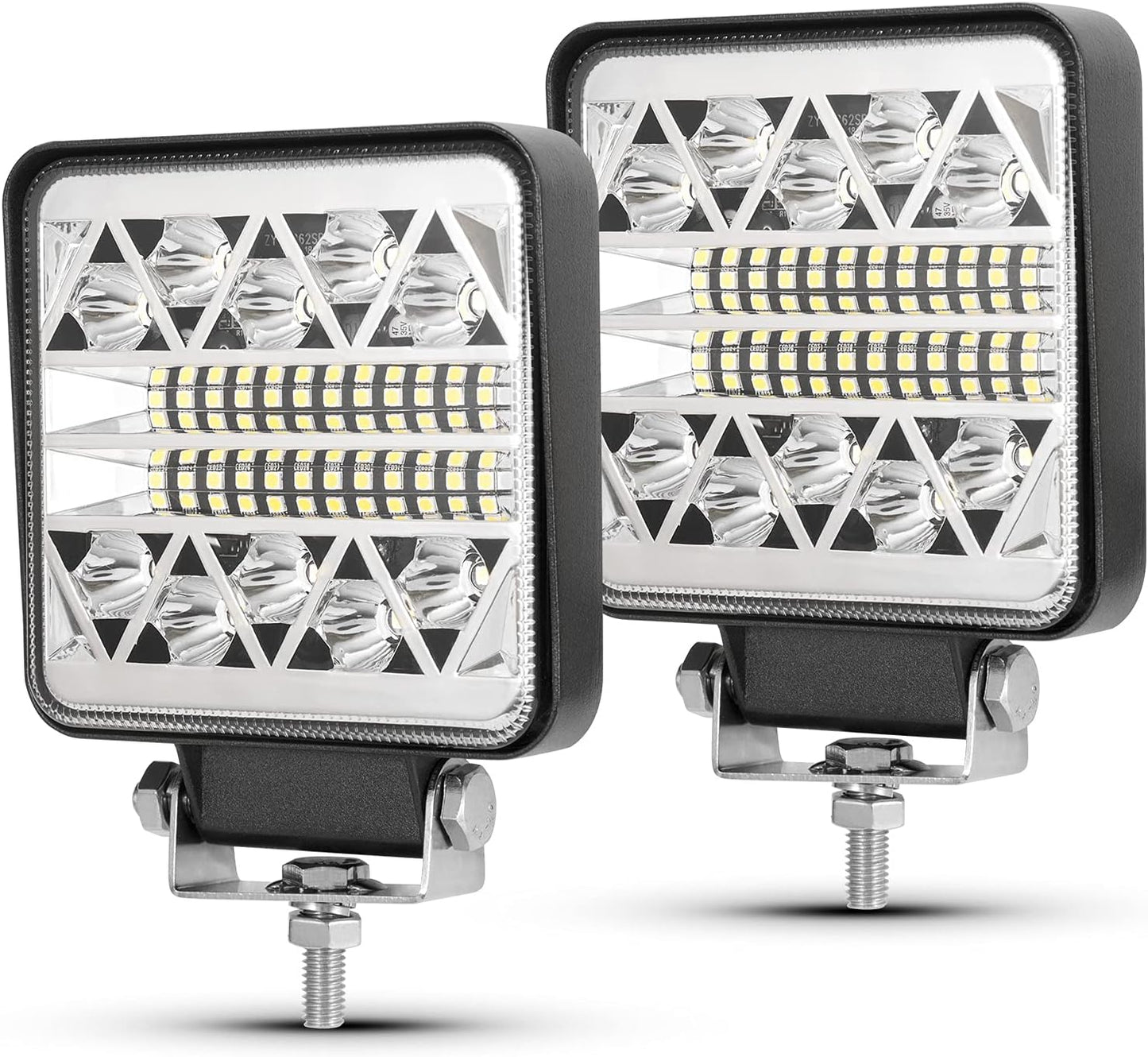 BUNKER INDUST 4 Inch LED Light Pods,2 Pcs Square Tractor Work Light Spot Flood Driving Small Light Bar Waterproof for Truck Equipment Vehicle Pickup UTV ATV Golf Cart