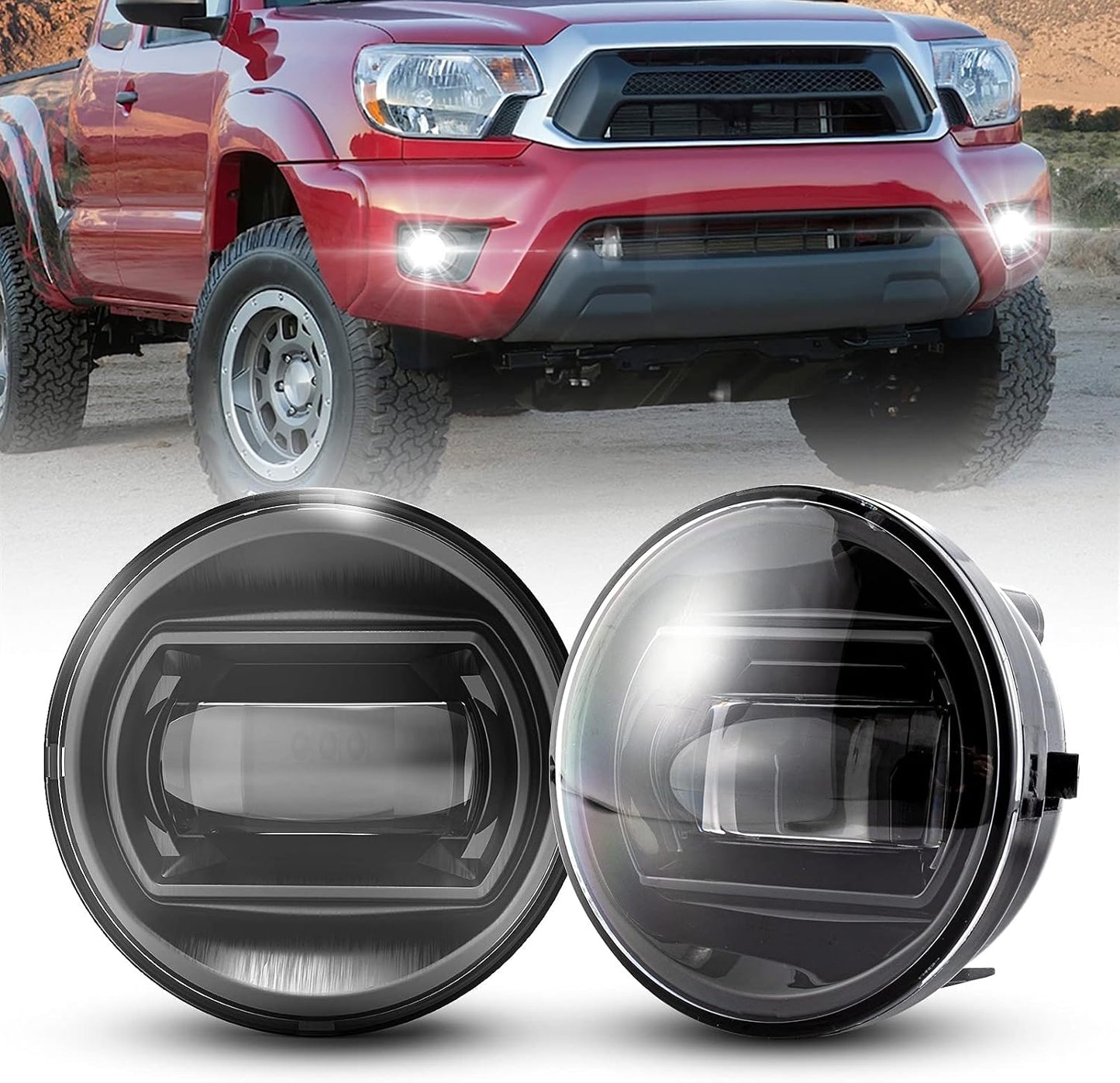 BUNKER INDUST Fog Lights for Tacoma 2005-2011/ Solara 2004-2006/ Sequoia 2008-2015/ Tundra 2007-2013, Bumper Driving Fog lamp Kit Fog Light with Adapter Extension Harness
