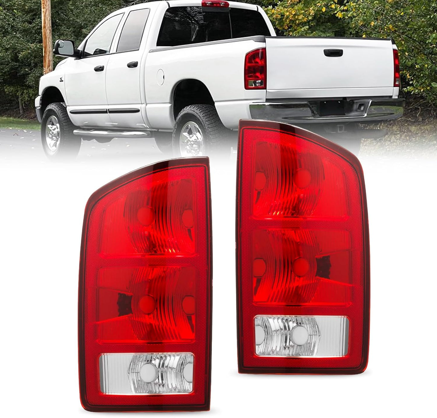 BUNKER INDUST Tail Light Assembly Compatible With 2002-2006 Dodge Ram 1500 2003-2006 Dodge Ram 2500 3500 Rear Brake Tail Lamp, Driver & Passenger Side (Bulbs Not Included)