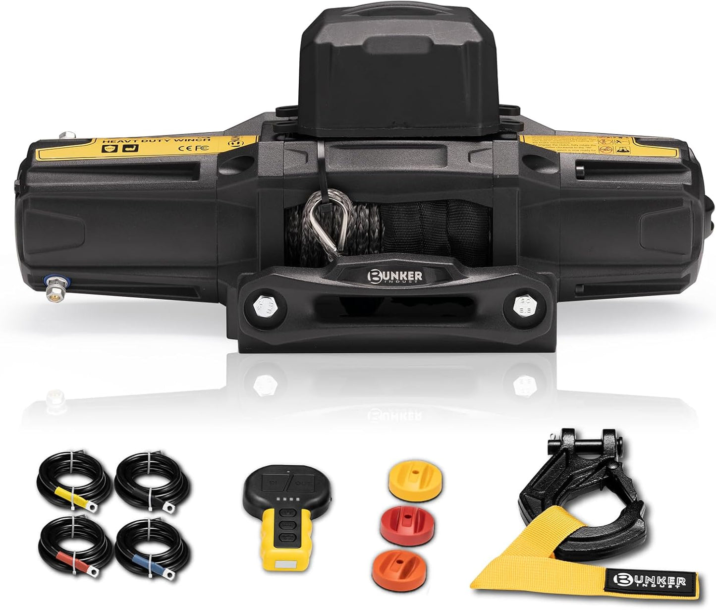 6500lb Electric Winch with Synthetic Rope Hawse Fairlead Kit For UTV/ATV