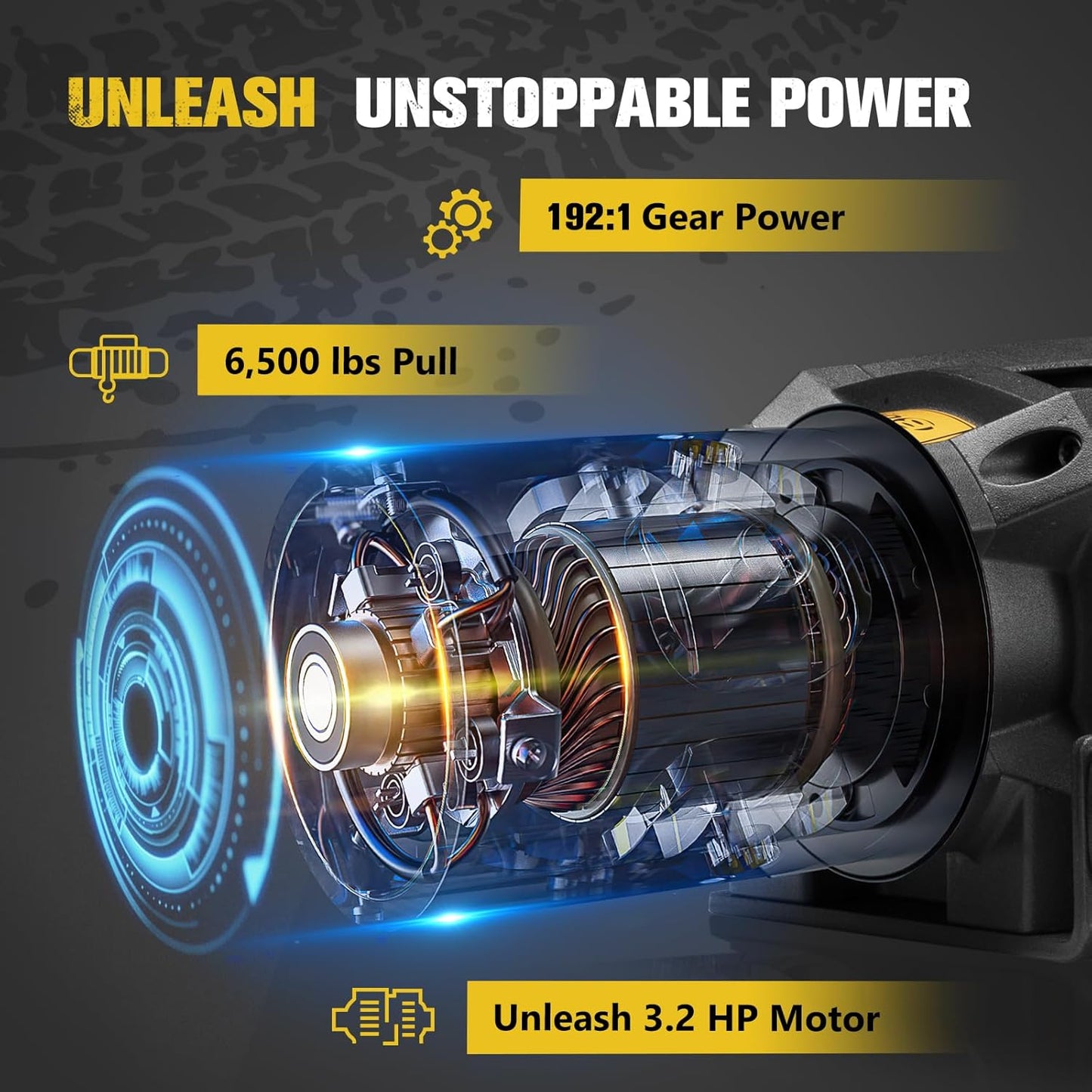 6500lb Electric Winch with Synthetic Rope Hawse Fairlead Kit For UTV/ATV