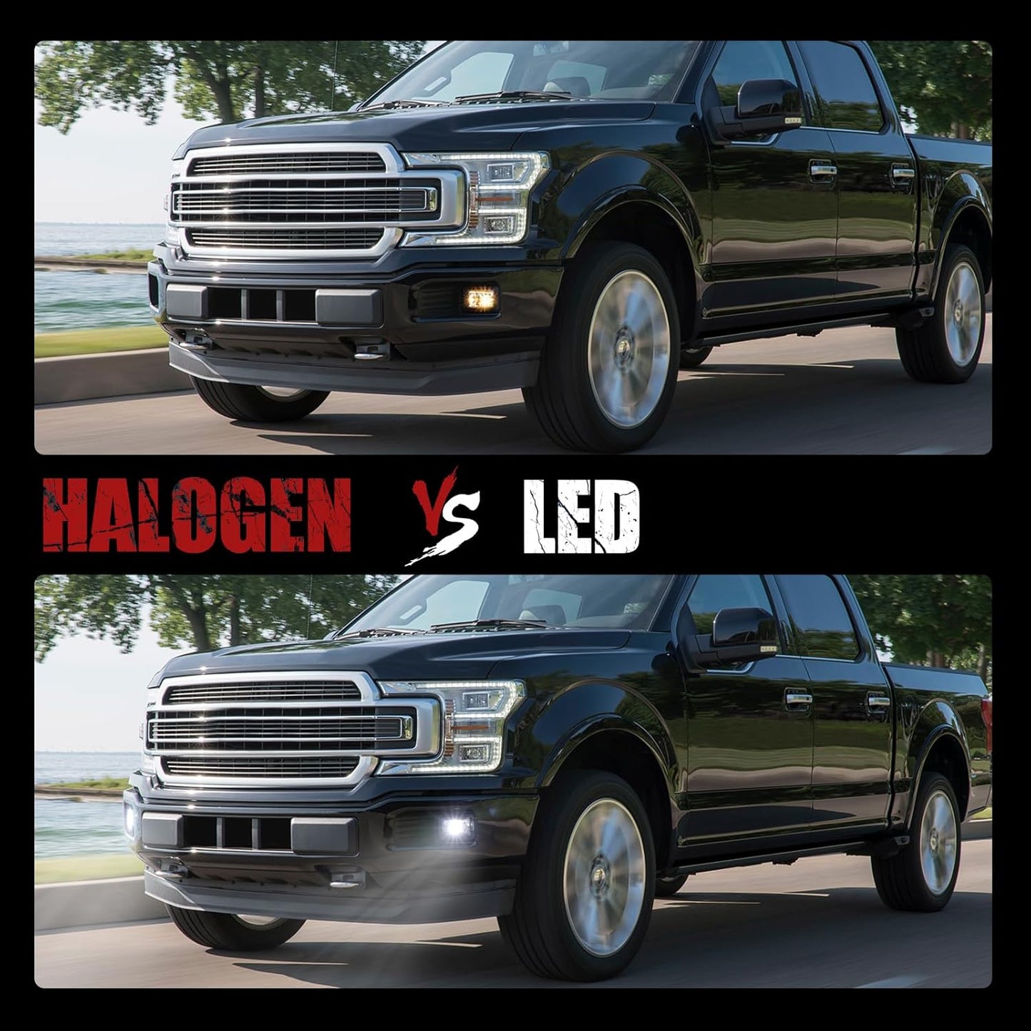 BUNKER INDUST LED Fog Lights Compatible with Ford F150 2015-2020, Front Bumper Driving Fog Lamp Kit Replacement Foglight Square (1 Pair)