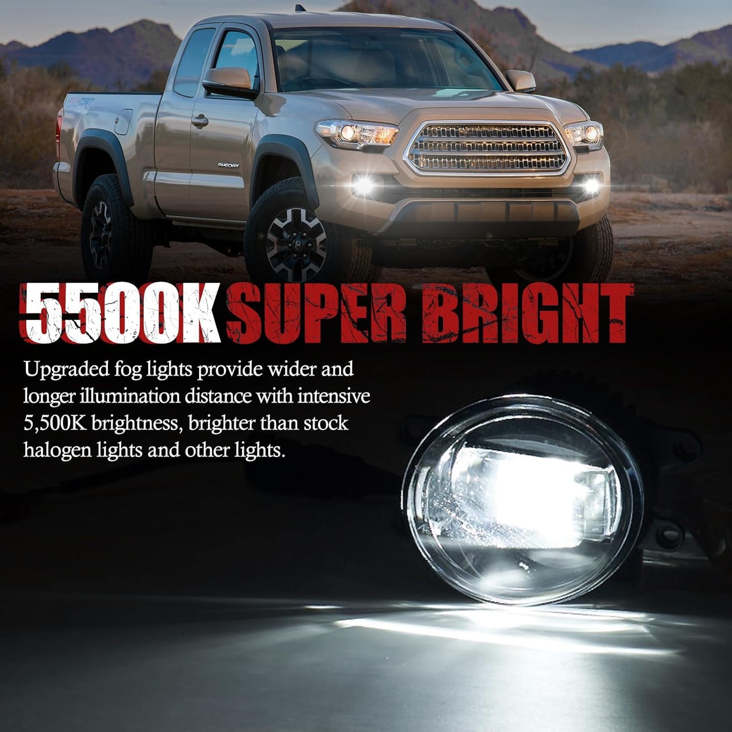 BUNKER INDUST LED Fog Lights Compatible with 2016-2022 Toyota Tacoma, Bumper Driving Fog Lamp Kit Replacement Foglight (1 Pair)