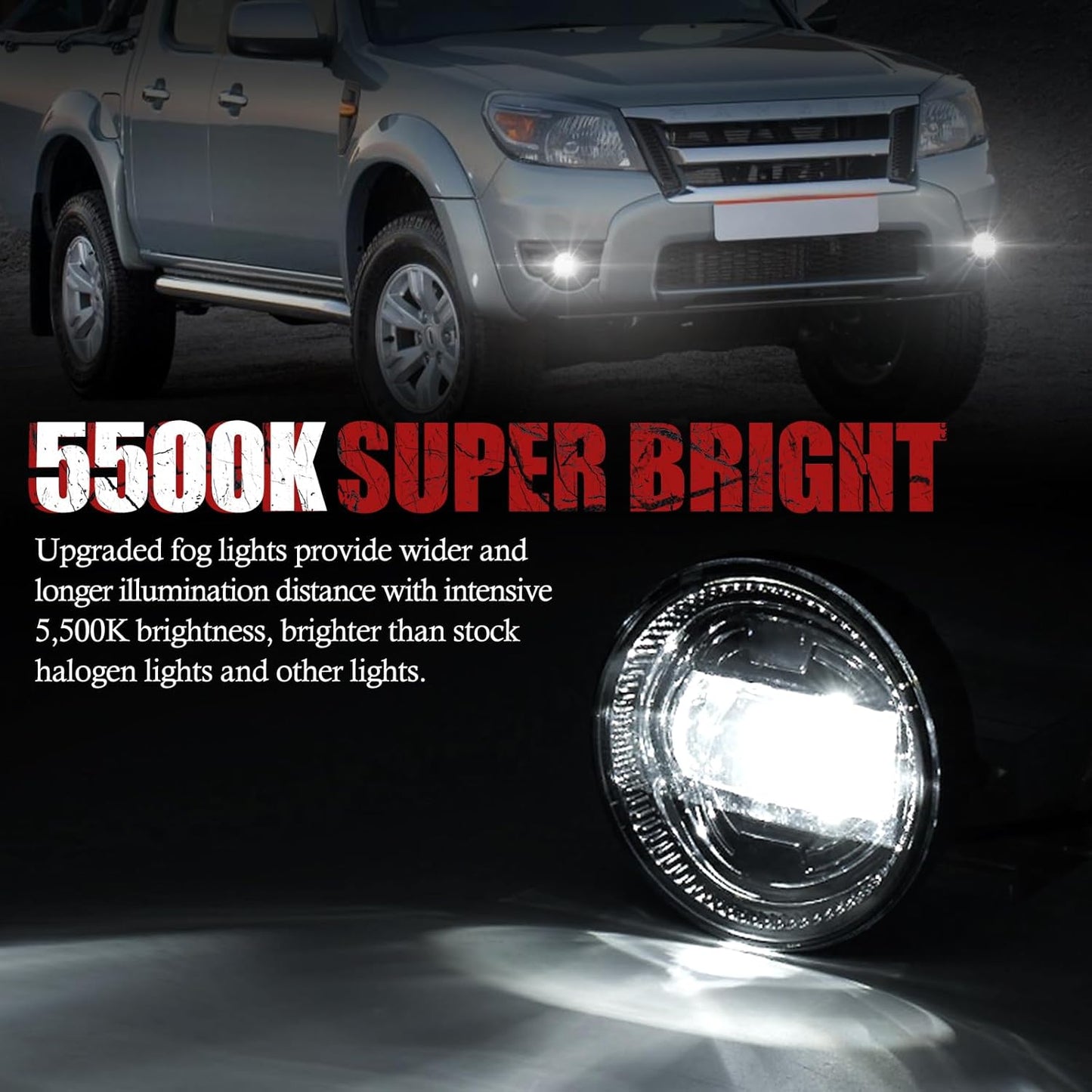BUNKER INDUST LED Fog Lights Compatible with 2008 2009 2010 2011 ford ranger, Bumper Driving Fog Lamp Kit Replacement Foglight (1 Pair)