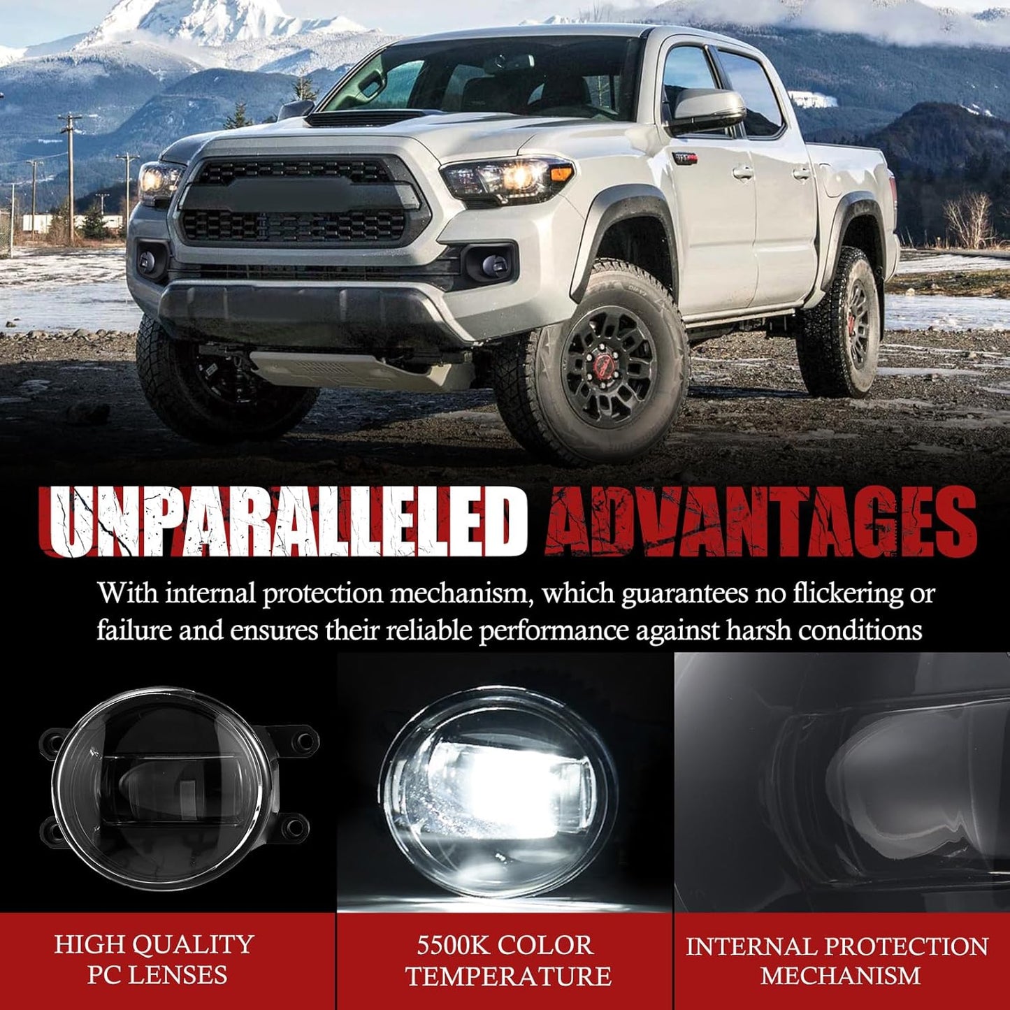 BUNKER INDUST LED Fog Lights Compatible with 2016-2022 Toyota Tacoma, Bumper Driving Fog Lamp Kit Replacement Foglight (1 Pair)