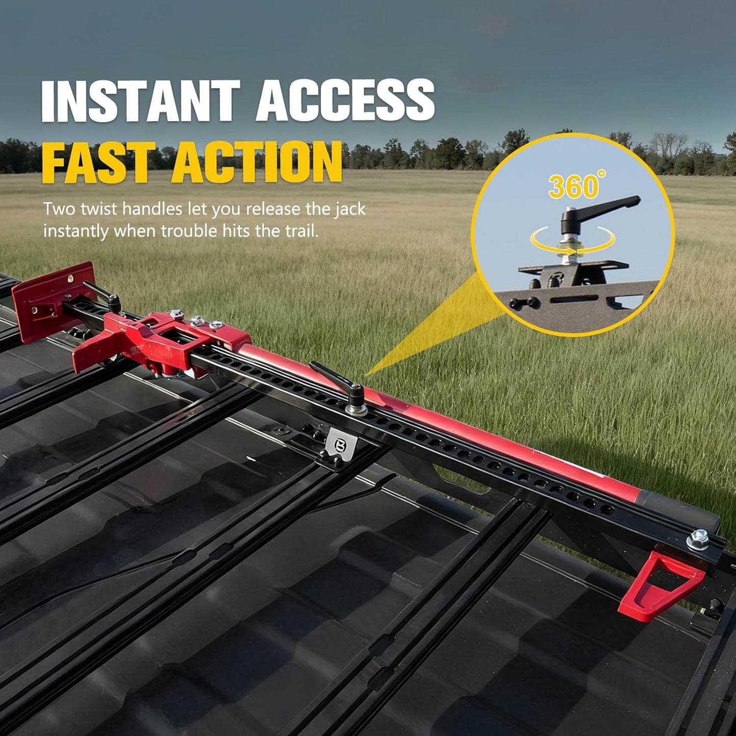 BUNKER INDUST Farm Jack Mount for Roof Rack, 2 Pcs High Lift Jack Mounting Brackets Works with M6/M8 Slots and Most Standard Farm Jacks