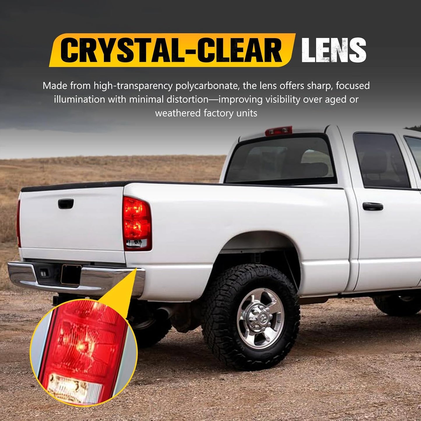 BUNKER INDUST Tail Light Assembly Compatible With 2002-2006 Dodge Ram 1500 2003-2006 Dodge Ram 2500 3500 Rear Brake Tail Lamp, Driver & Passenger Side (Bulbs Not Included)
