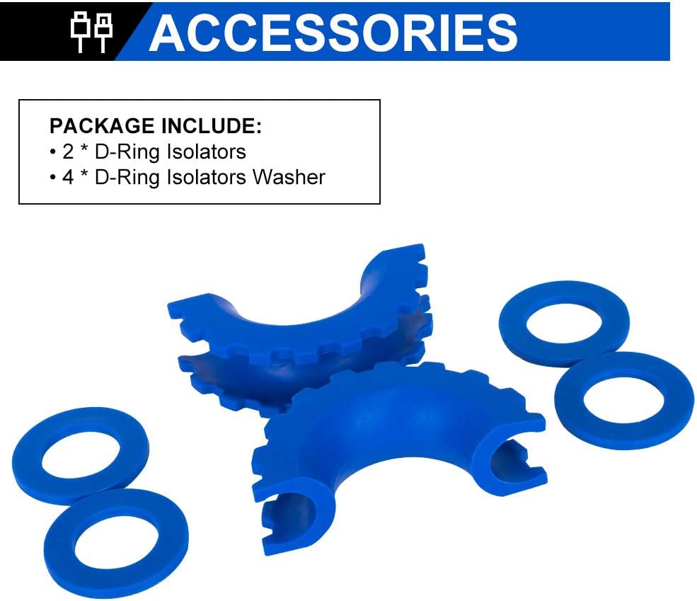 BUNKER INDUST D Ring/Shackle Isolator Kit,1 Pair Red D-Ring Isolator and 4 Pcs Washers Dring Cover Fit for 3/4" Shackle Hooks 4x4 Off Road Jeep Accessories Protect Bumper and Reduce Rattling