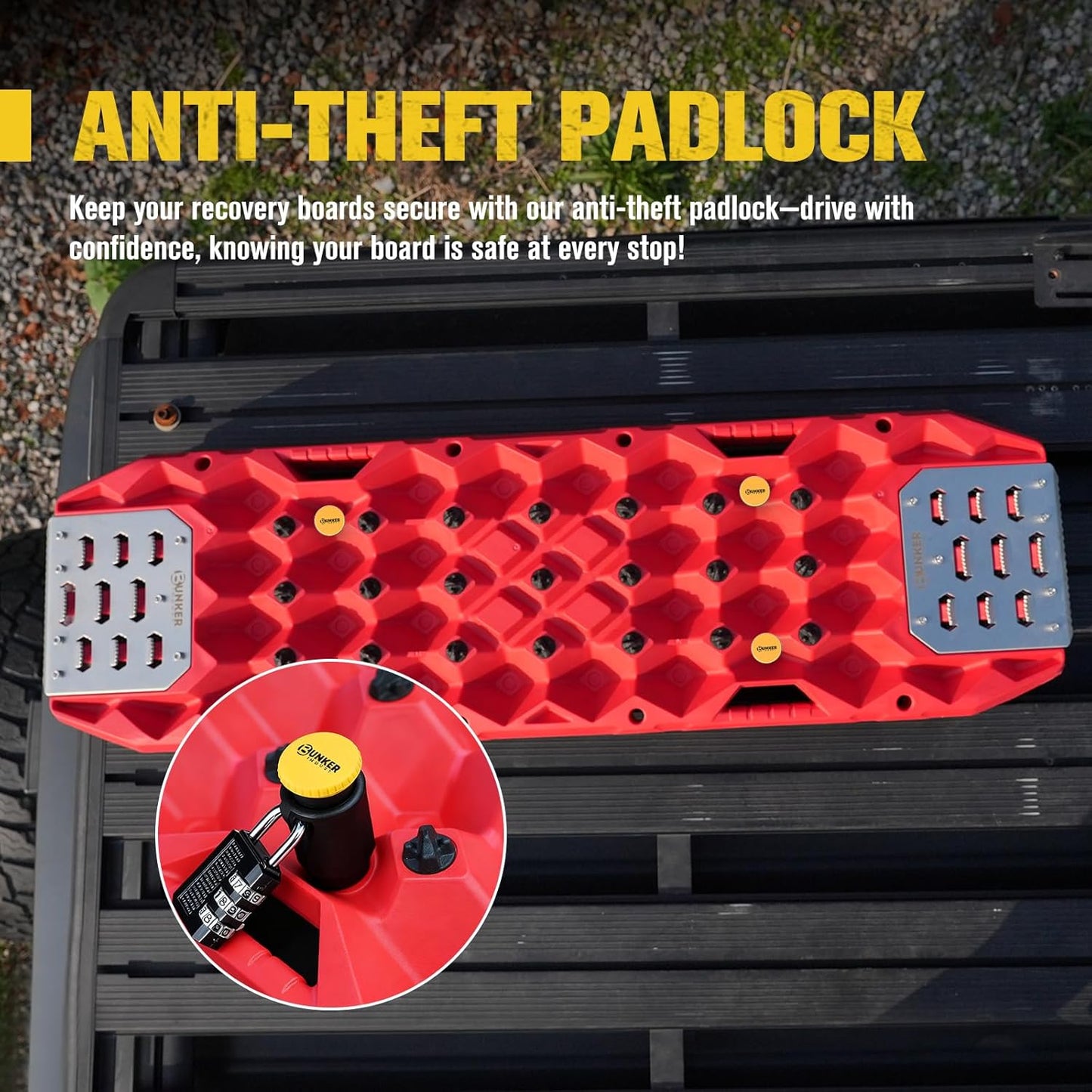 BUNKER INDUST Recovery Track Board Mounting Kit, Universal Traction Boards Mount Bracket for Rooftop Platform with Lock ( Only for 2 Boards)
