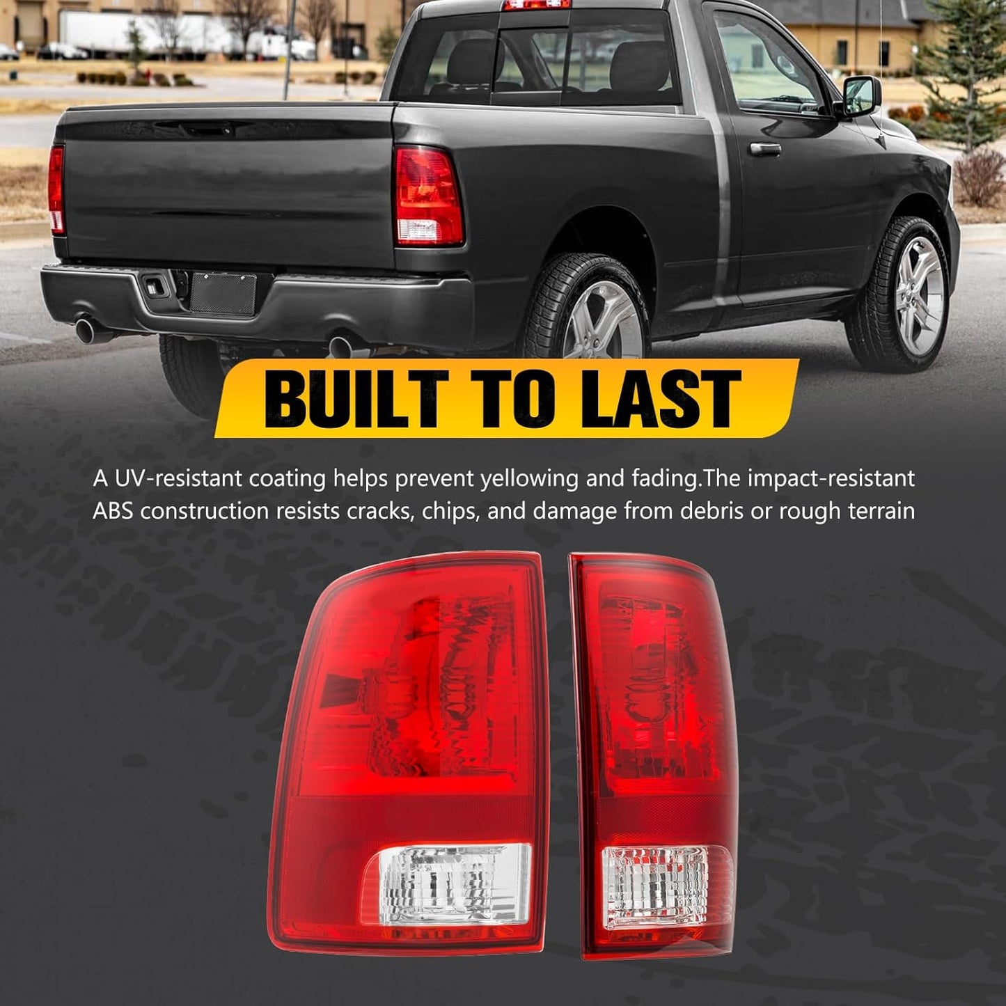 BUNKER INDUST Tail Light Assembly Compatible With 2009-2018 Dodge Ram 1500 2500 3500 Rear Brake Tail Lamp, Driver & Passenger Side (Bulbs Not Included)
